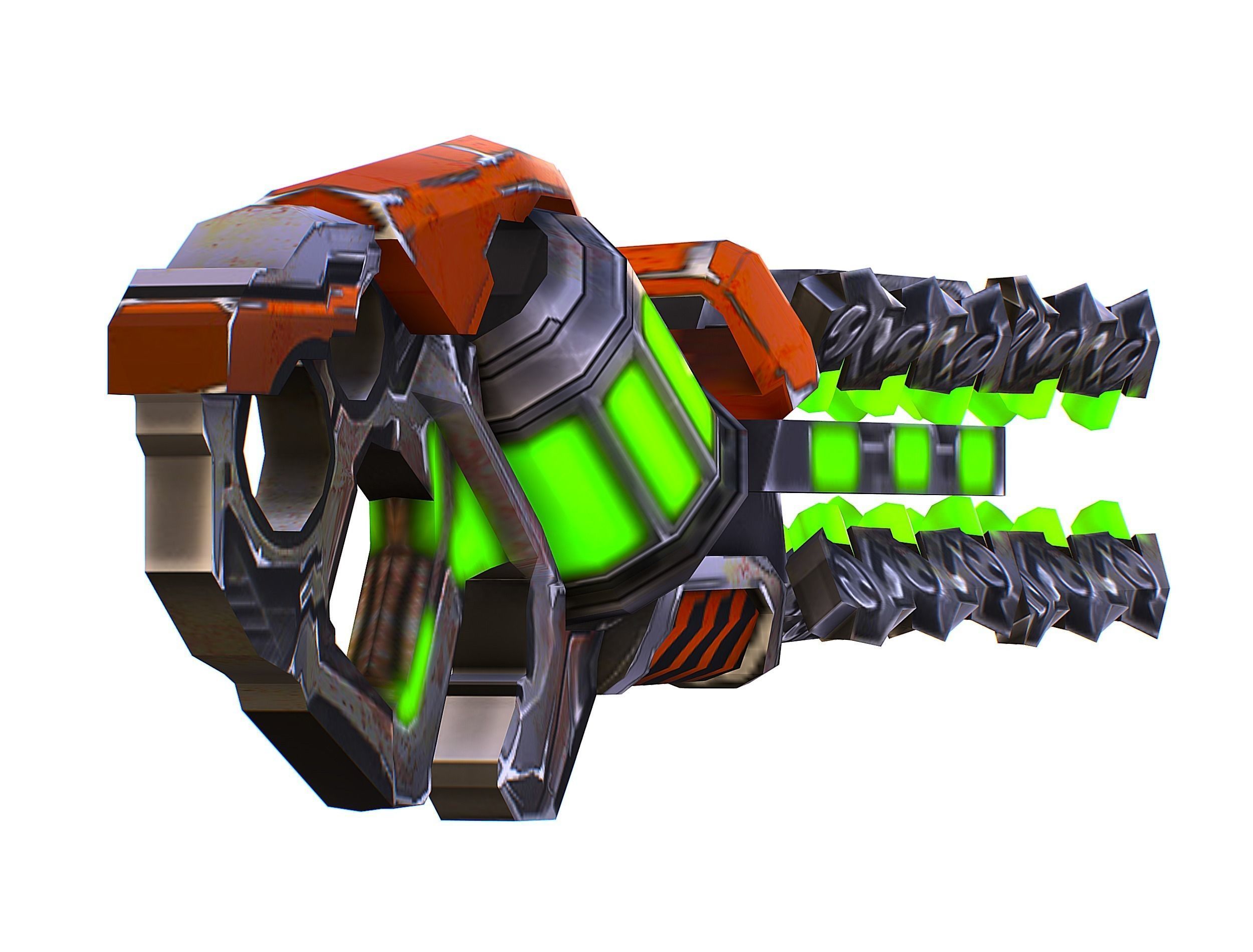 Woman Cyborg Machine Gun with Rifle and Pistol Low-poly 3D model_42