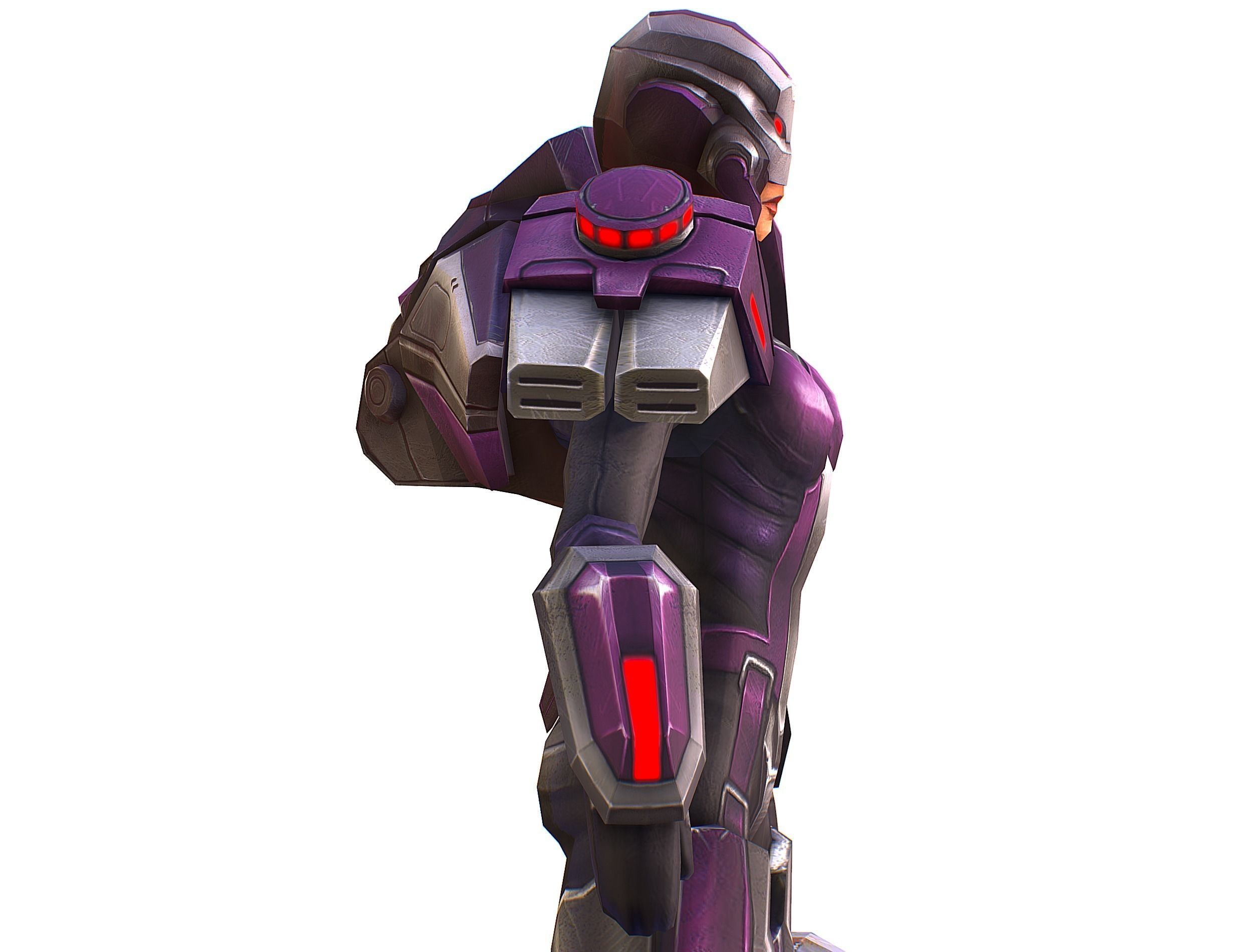 Woman Cyborg Machine Gun with Rifle and Pistol Low-poly 3D model_32