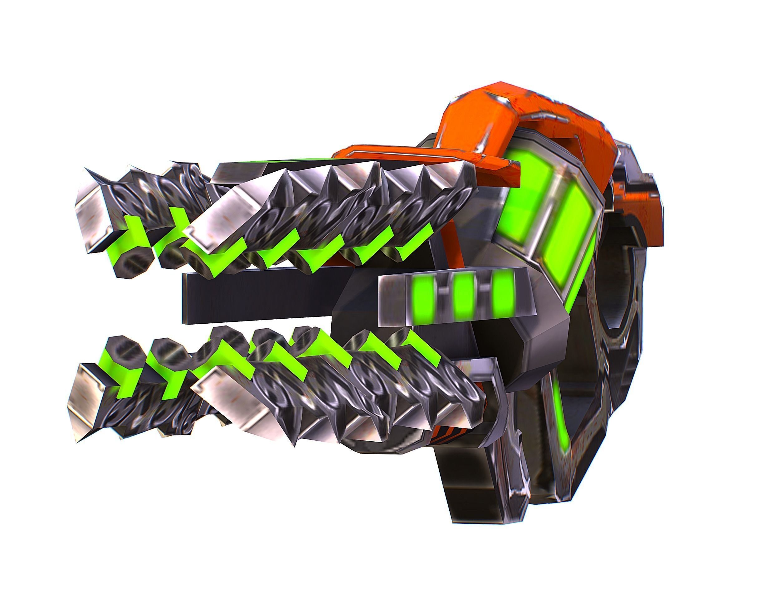 Woman Cyborg Machine Gun with Rifle and Pistol Low-poly 3D model_48