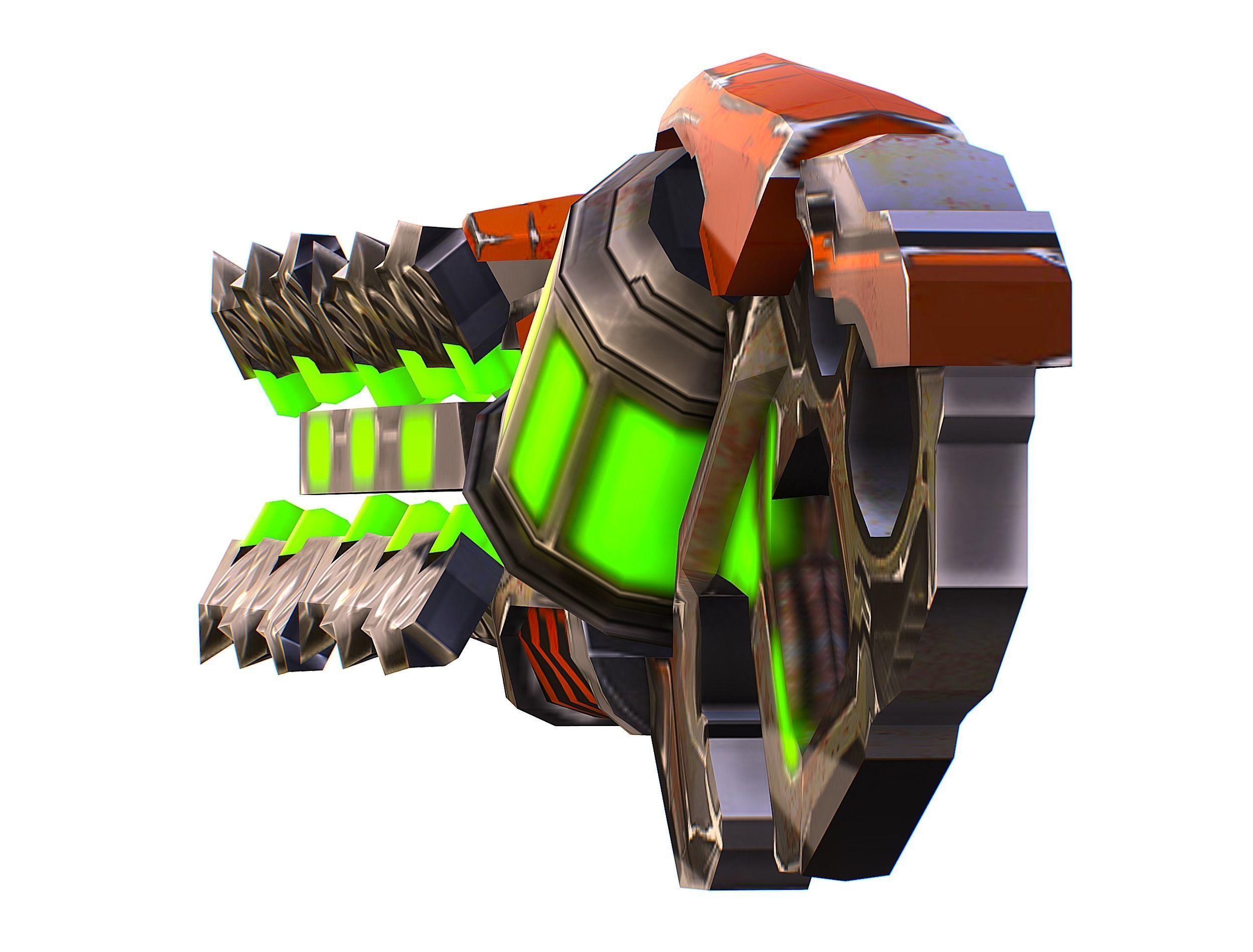 Woman Cyborg Machine Gun with Rifle and Pistol Low-poly 3D model_45