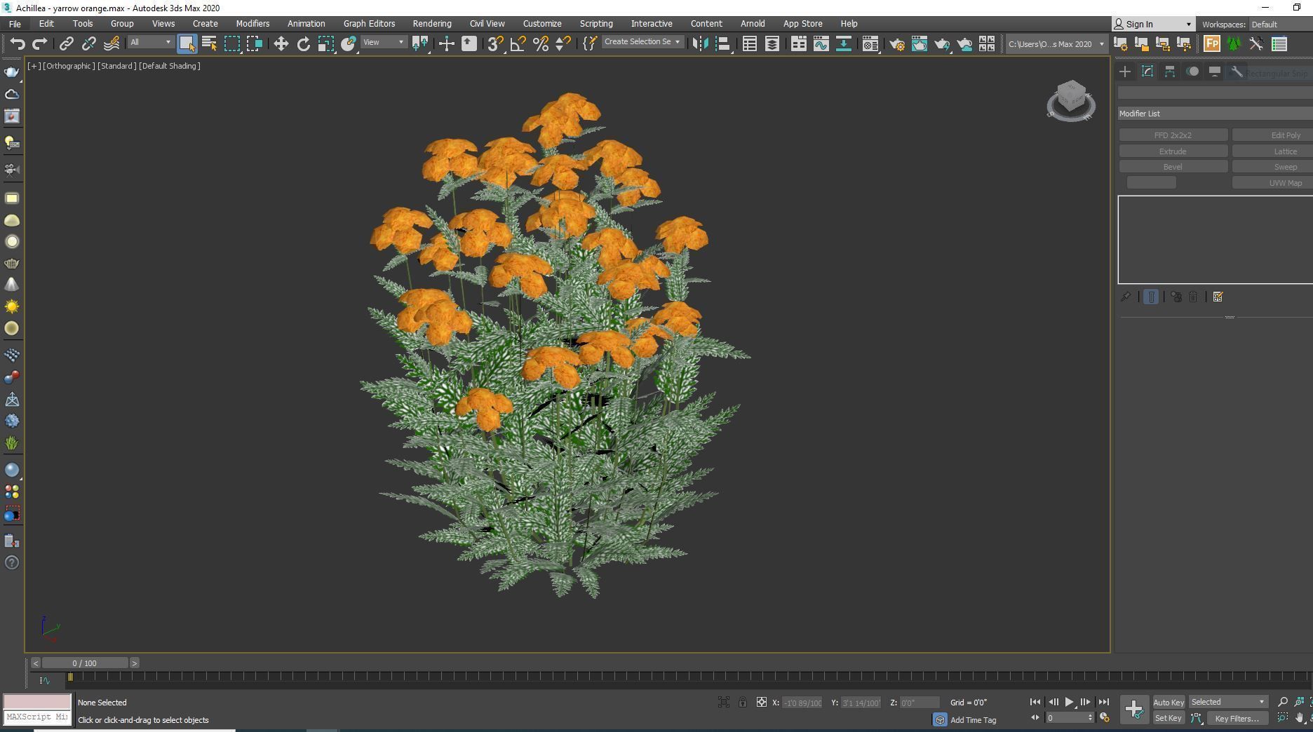 Achillea - yarrow orange  Low-poly 3D model_6