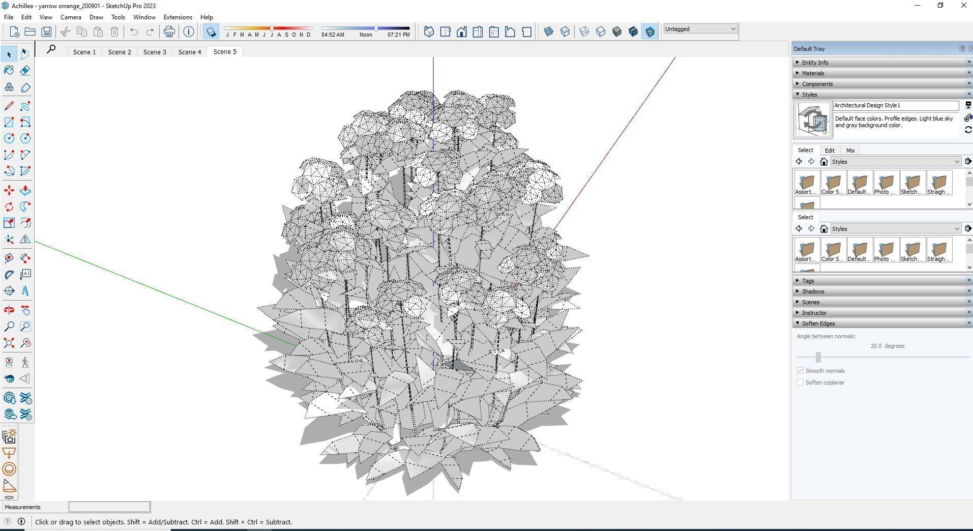 Achillea - yarrow orange  Low-poly 3D model_7