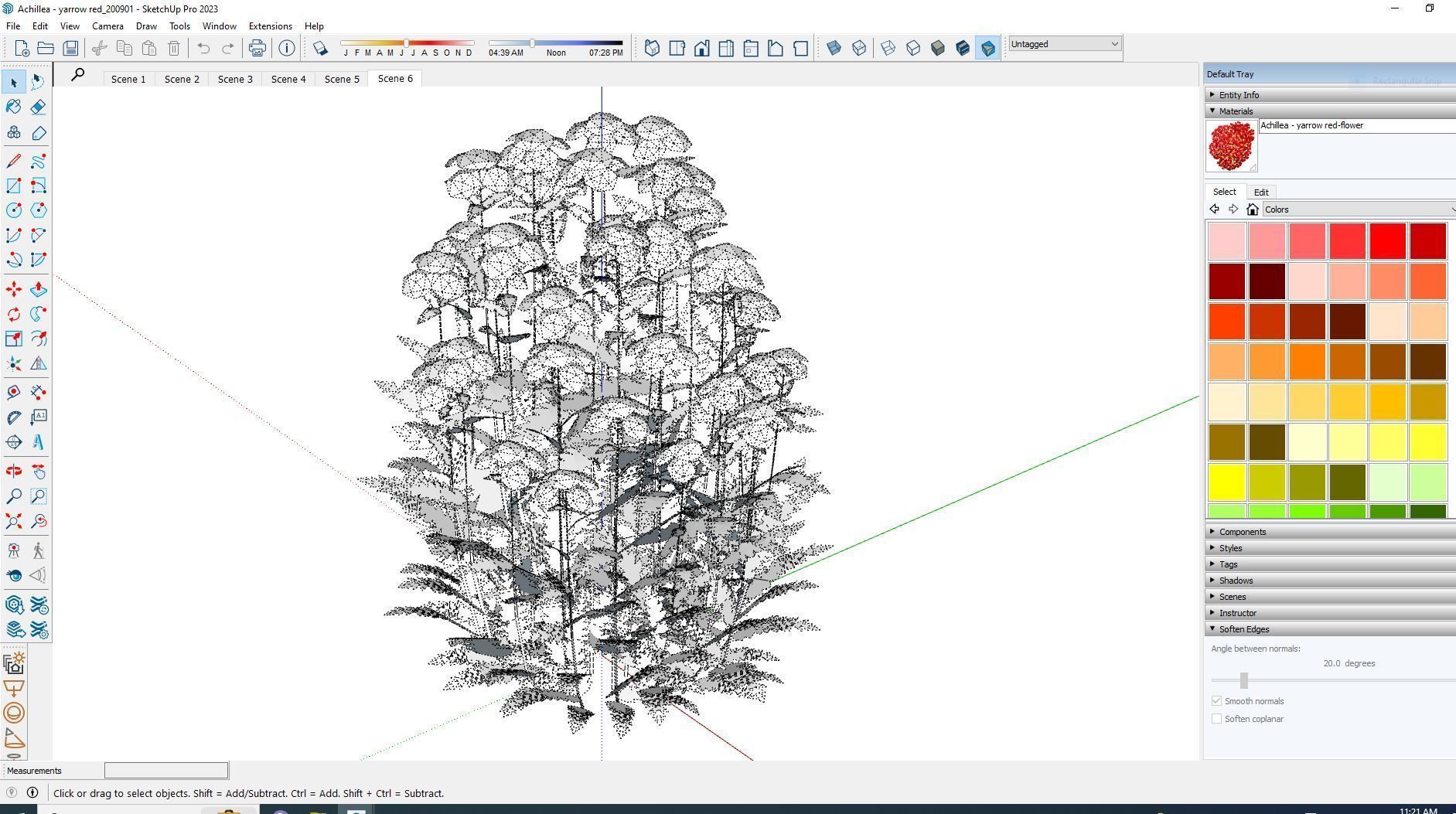 Achillea - yarrow red Low-poly 3D model_8