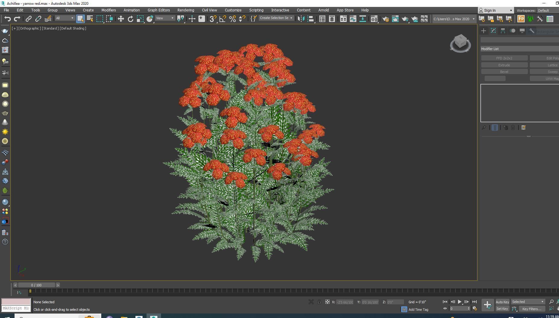 Achillea - yarrow red Low-poly 3D model_7