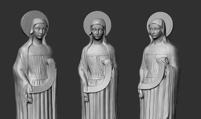 Mother Mary Statue - High Poly Decimated