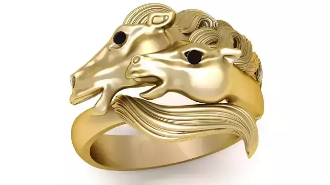 Hip Hop Horse Ring For Men 3d Printable Model