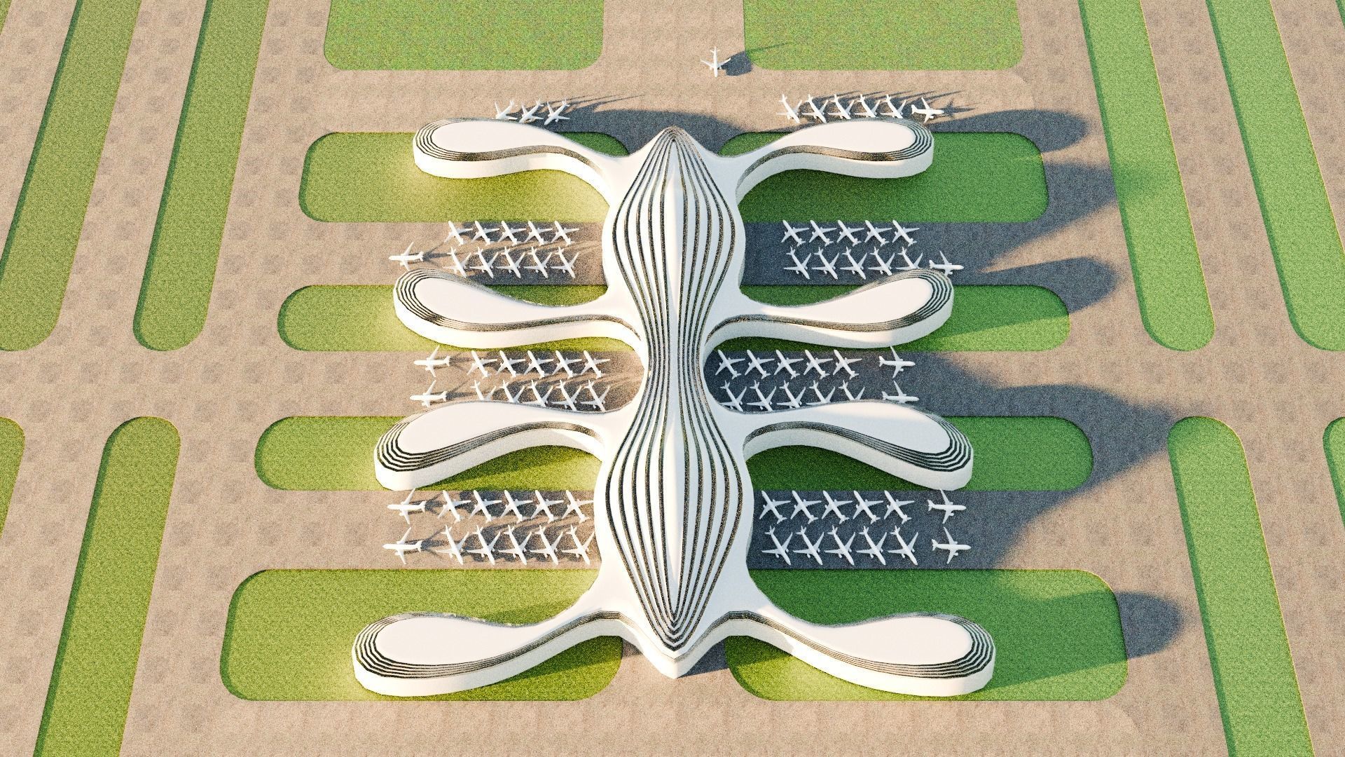 3D Model of a Modern Airport Low-poly 3D model_1