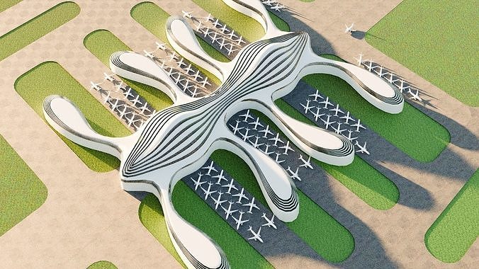 3D Model of a Modern Airport Low-poly 3D model
