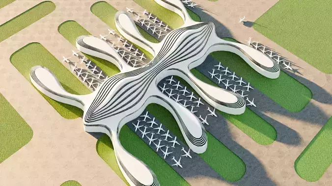 3D Model of a Modern Airport