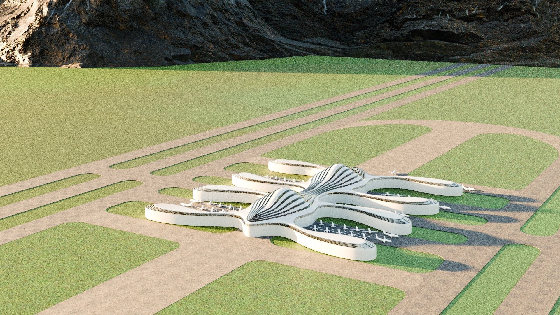 3D Model of a Modern Airport Low-poly 3D model_2