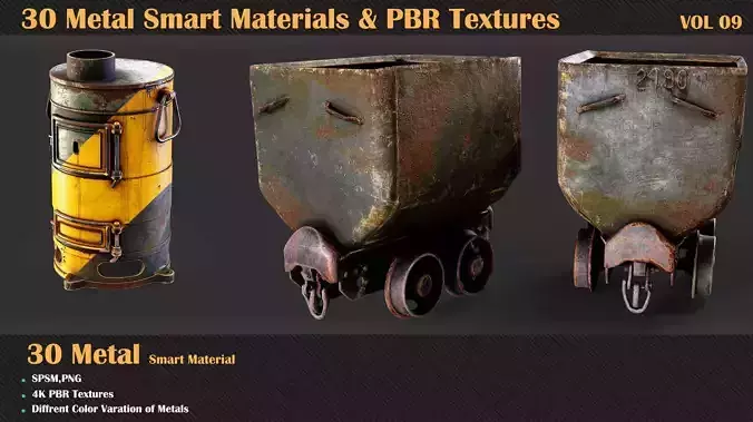 30 Metal Smart Materials and PBR Textures - VOL 09   Texture