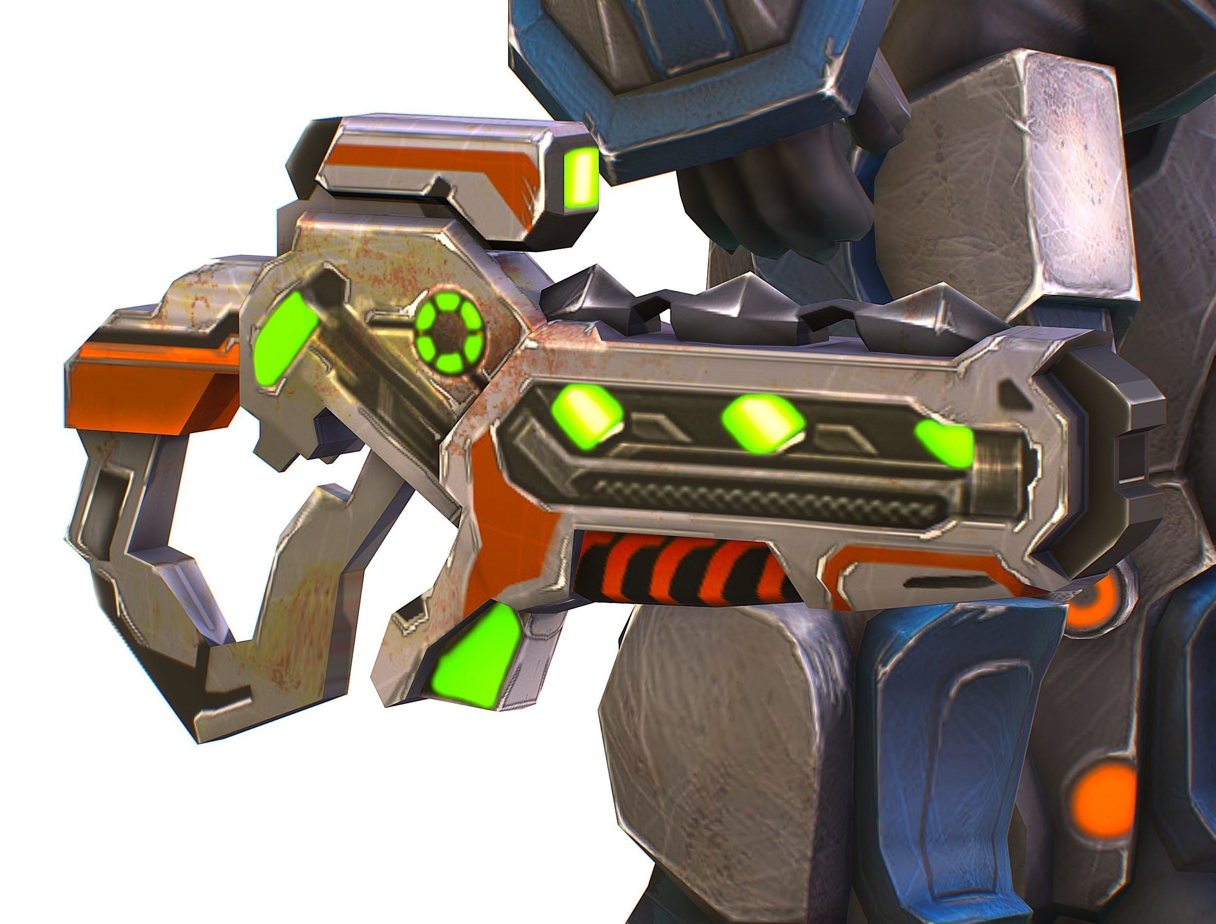 Low Poly Cyborg Soldier with Automatic Rifle and Pistol - 3dsMax Low-poly 3D model_40