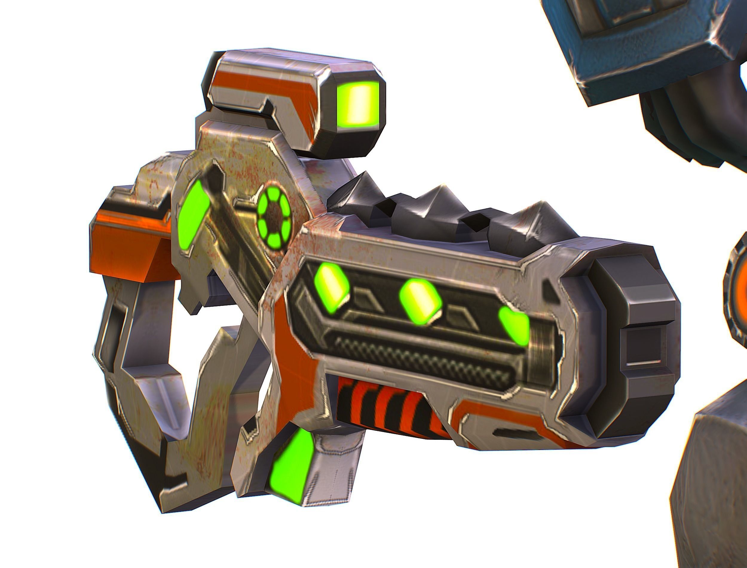 Low Poly Cyborg Soldier with Automatic Rifle and Pistol - 3dsMax Low-poly 3D model_39