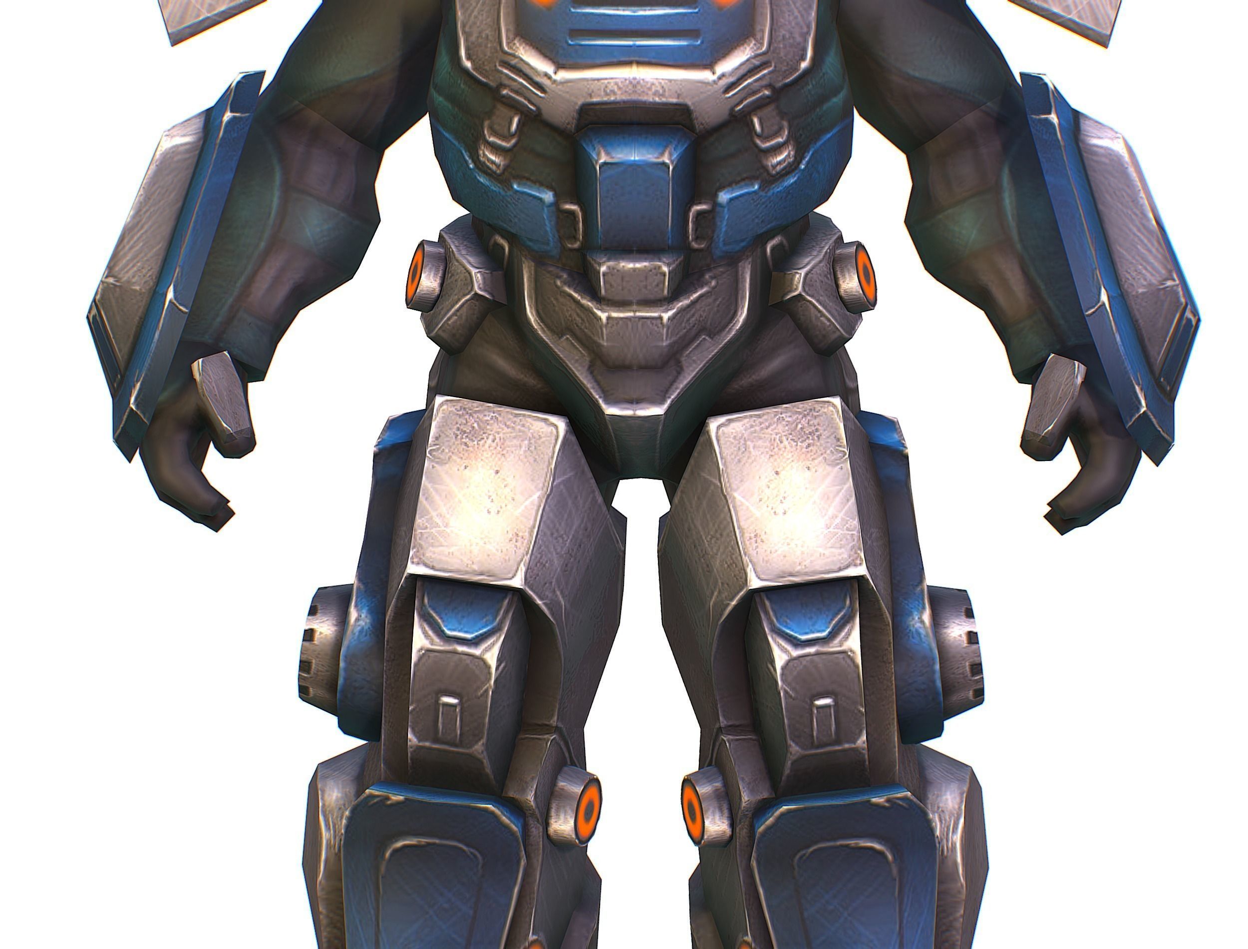 Low Poly Cyborg Soldier with Automatic Rifle and Pistol - 3dsMax Low-poly 3D model_24