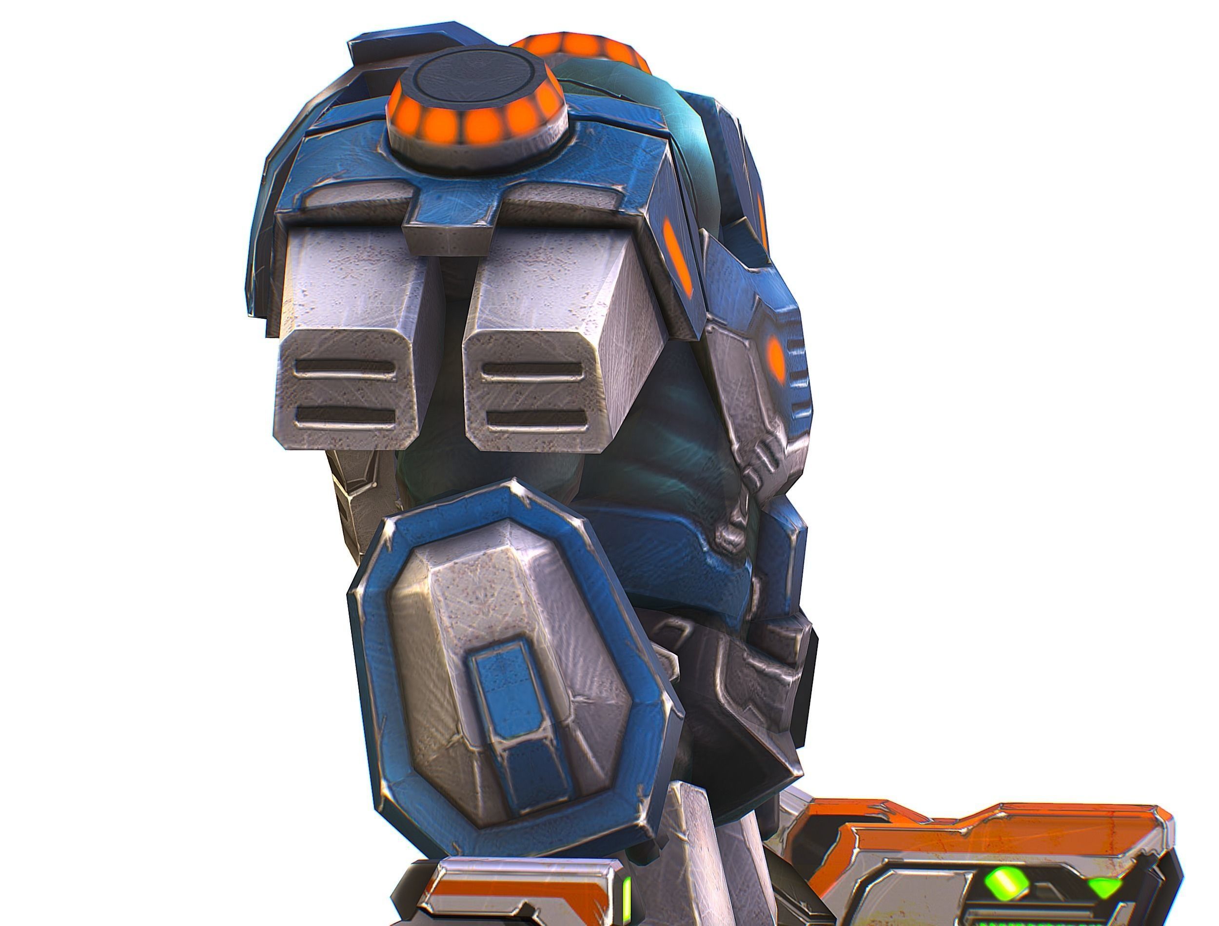 Low Poly Cyborg Soldier with Automatic Rifle and Pistol - 3dsMax Low-poly 3D model_29