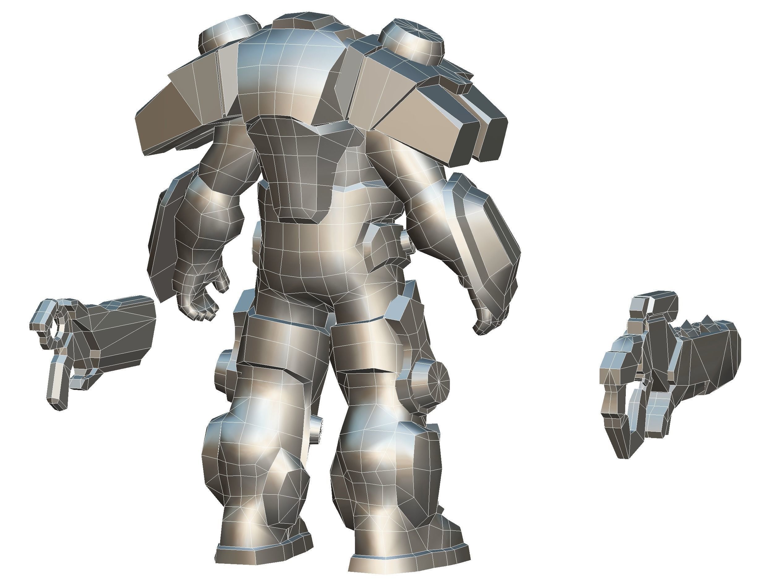 Low Poly Cyborg Soldier with Automatic Rifle and Pistol - 3dsMax Low-poly 3D model_66