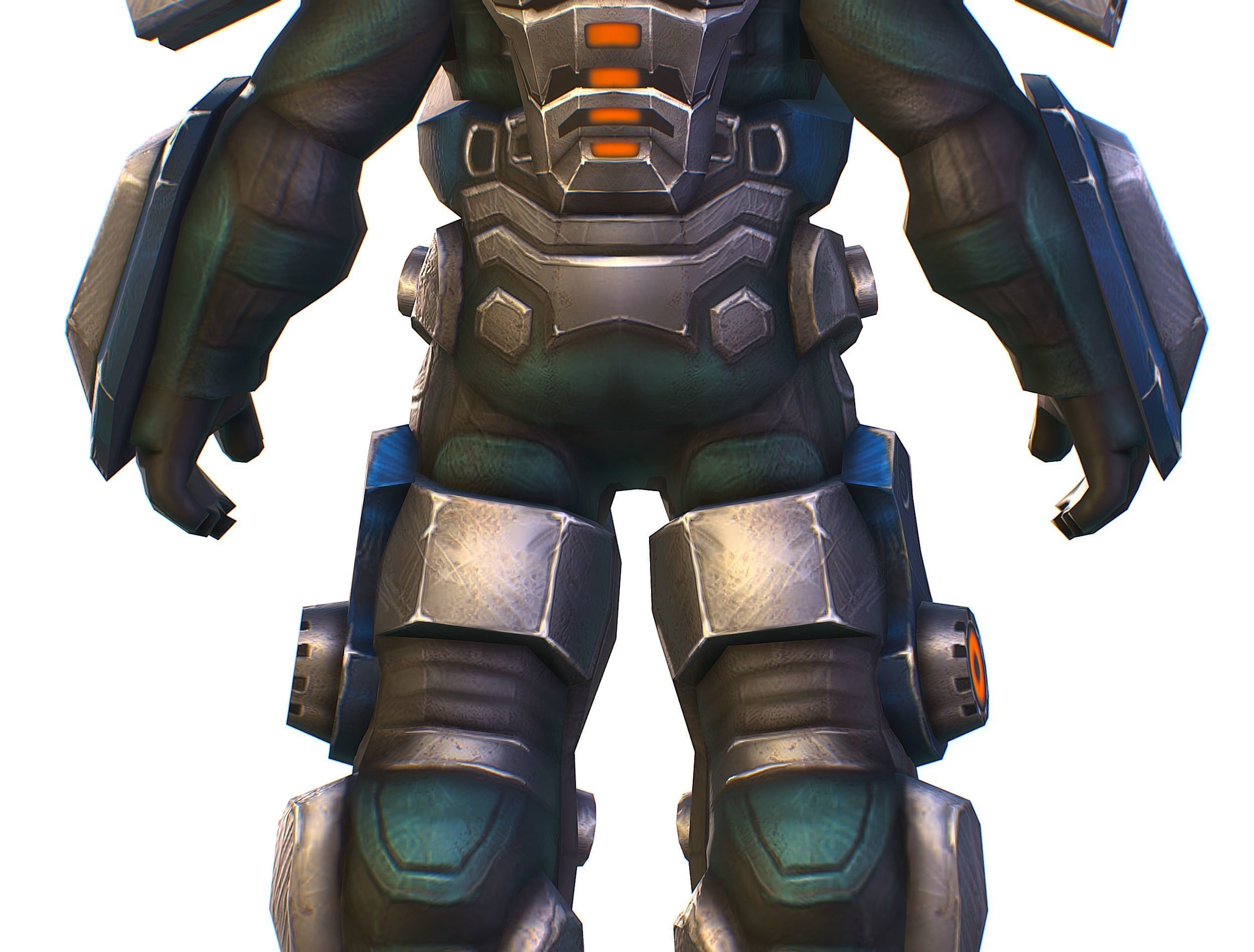 Low Poly Cyborg Soldier with Automatic Rifle and Pistol - 3dsMax Low-poly 3D model_27