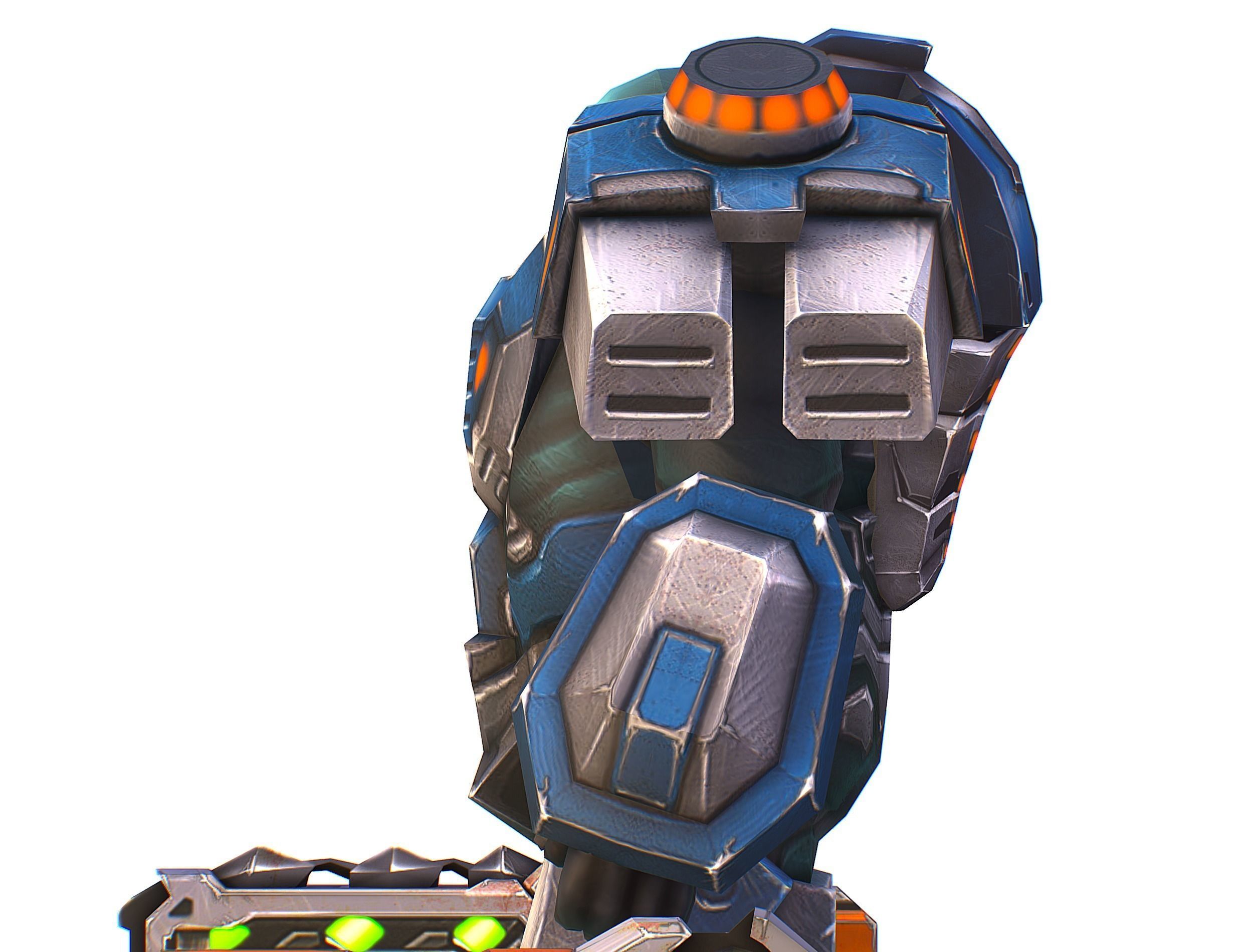 Low Poly Cyborg Soldier with Automatic Rifle and Pistol - 3dsMax Low-poly 3D model_30