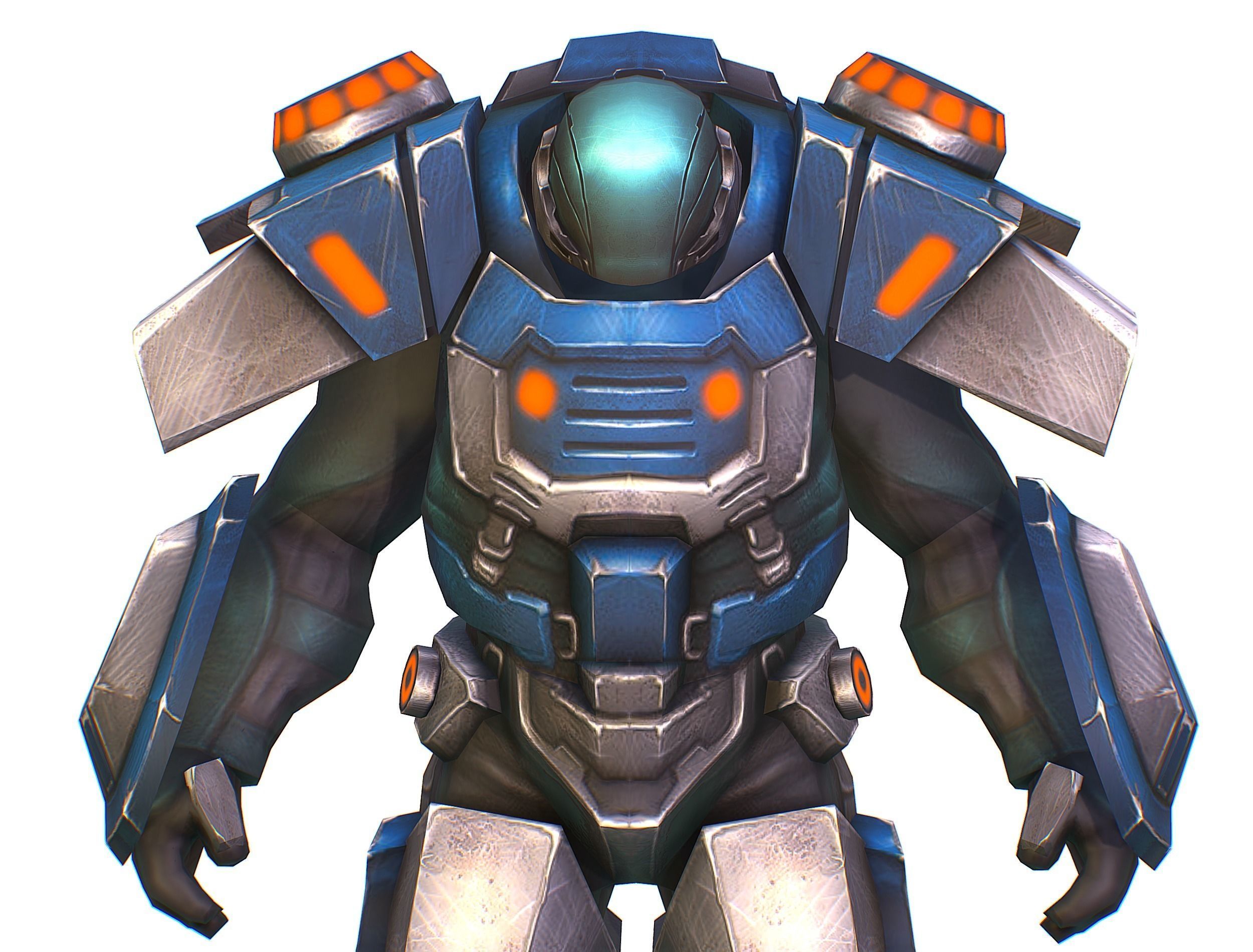 Low Poly Cyborg Soldier with Automatic Rifle and Pistol - 3dsMax Low-poly 3D model_23