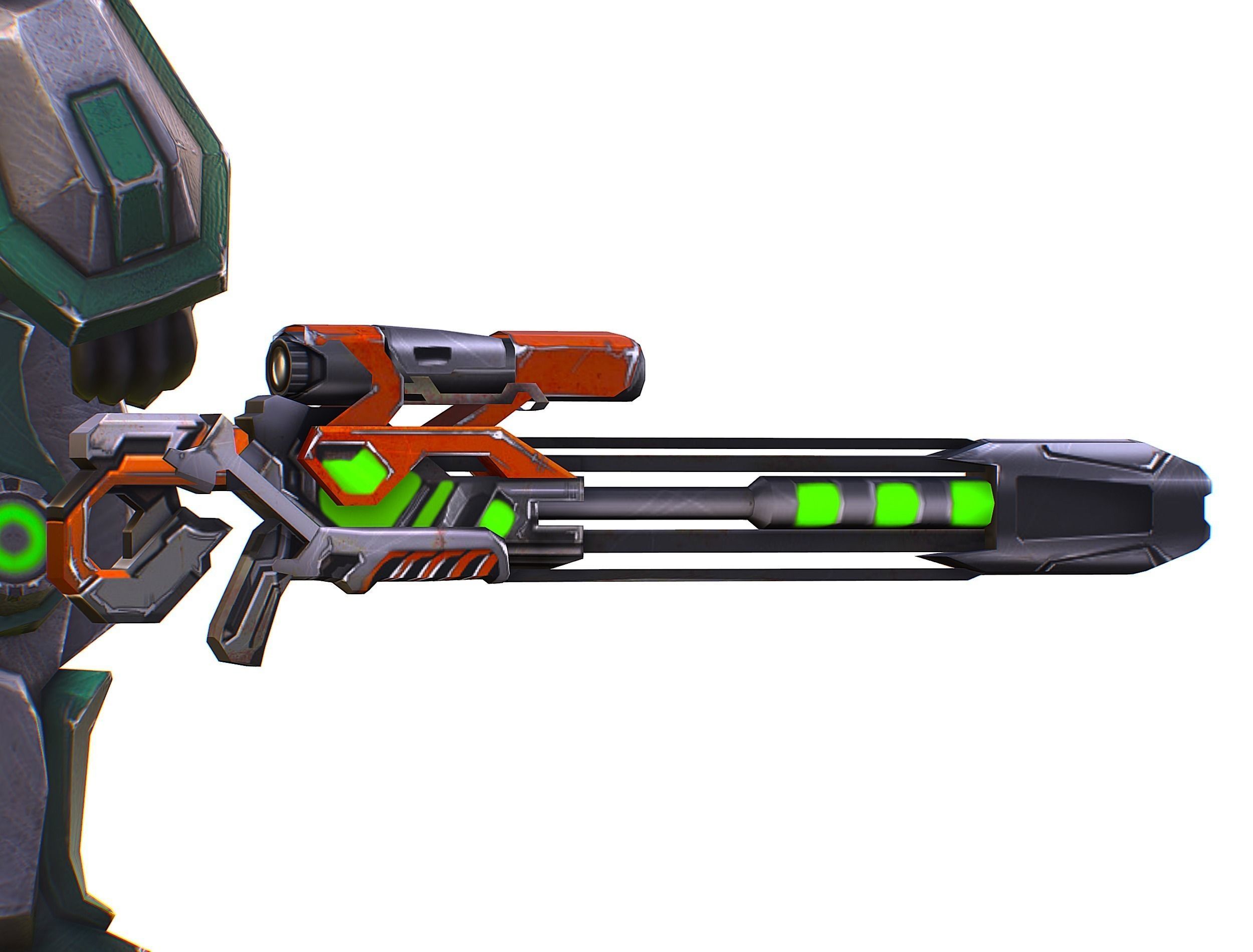 Cartoon Sci-Fi Cyborg Drone Sniper Soldier Low-poly 3D model_42