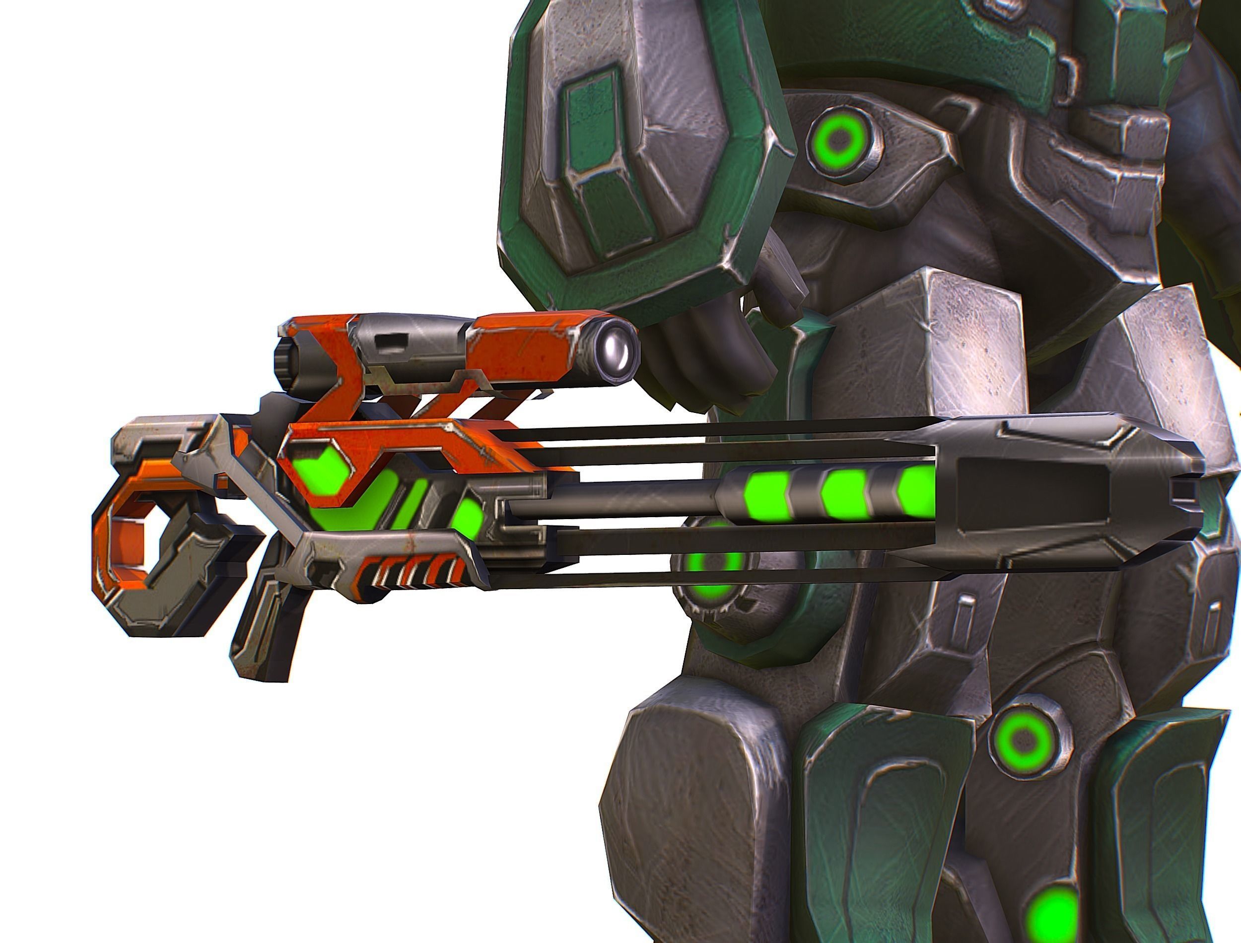 Cartoon Sci-Fi Cyborg Drone Sniper Soldier Low-poly 3D model_41