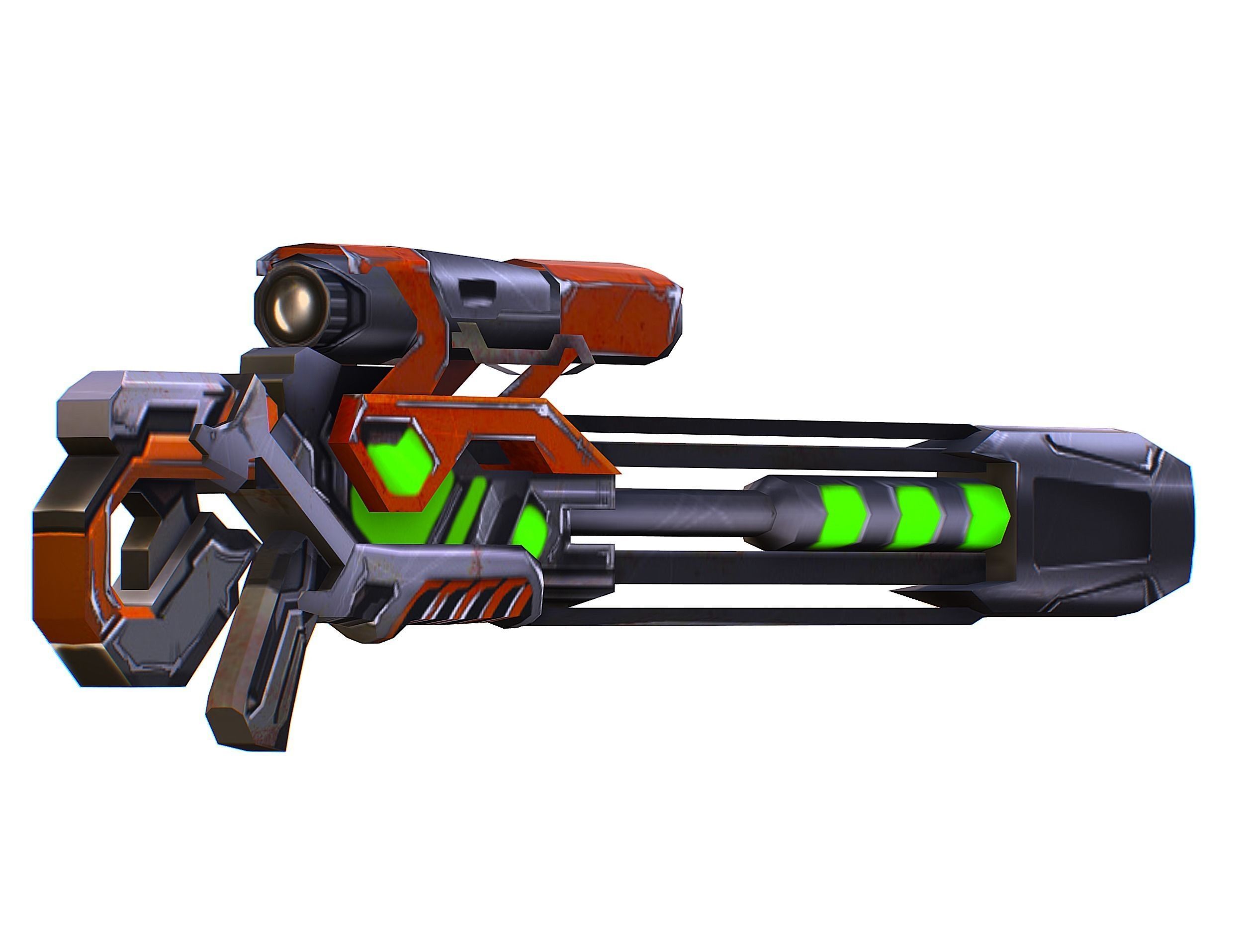 Cartoon Sci-Fi Cyborg Drone Sniper Soldier Low-poly 3D model_43