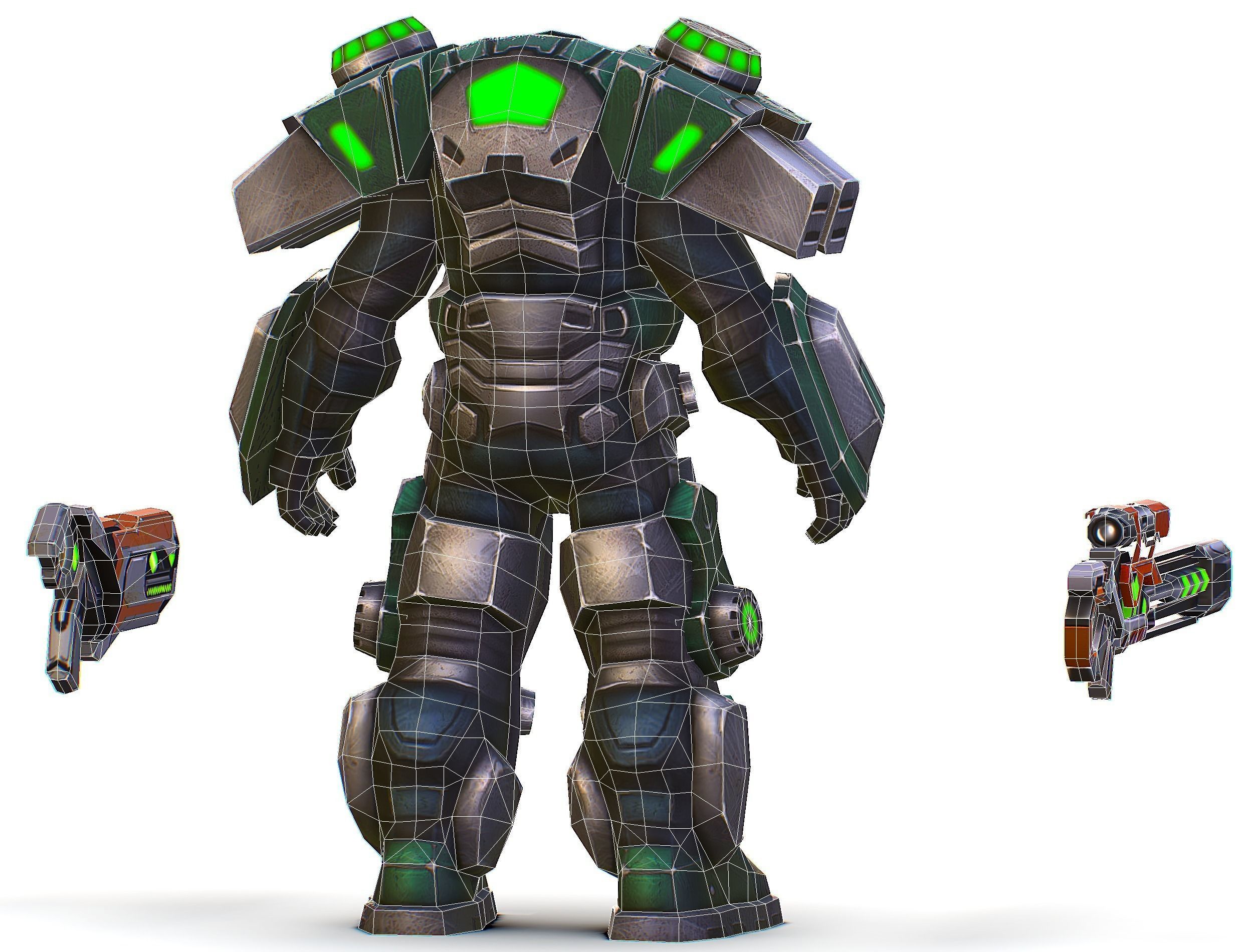 Cartoon Sci-Fi Cyborg Drone Sniper Soldier Low-poly 3D model_68