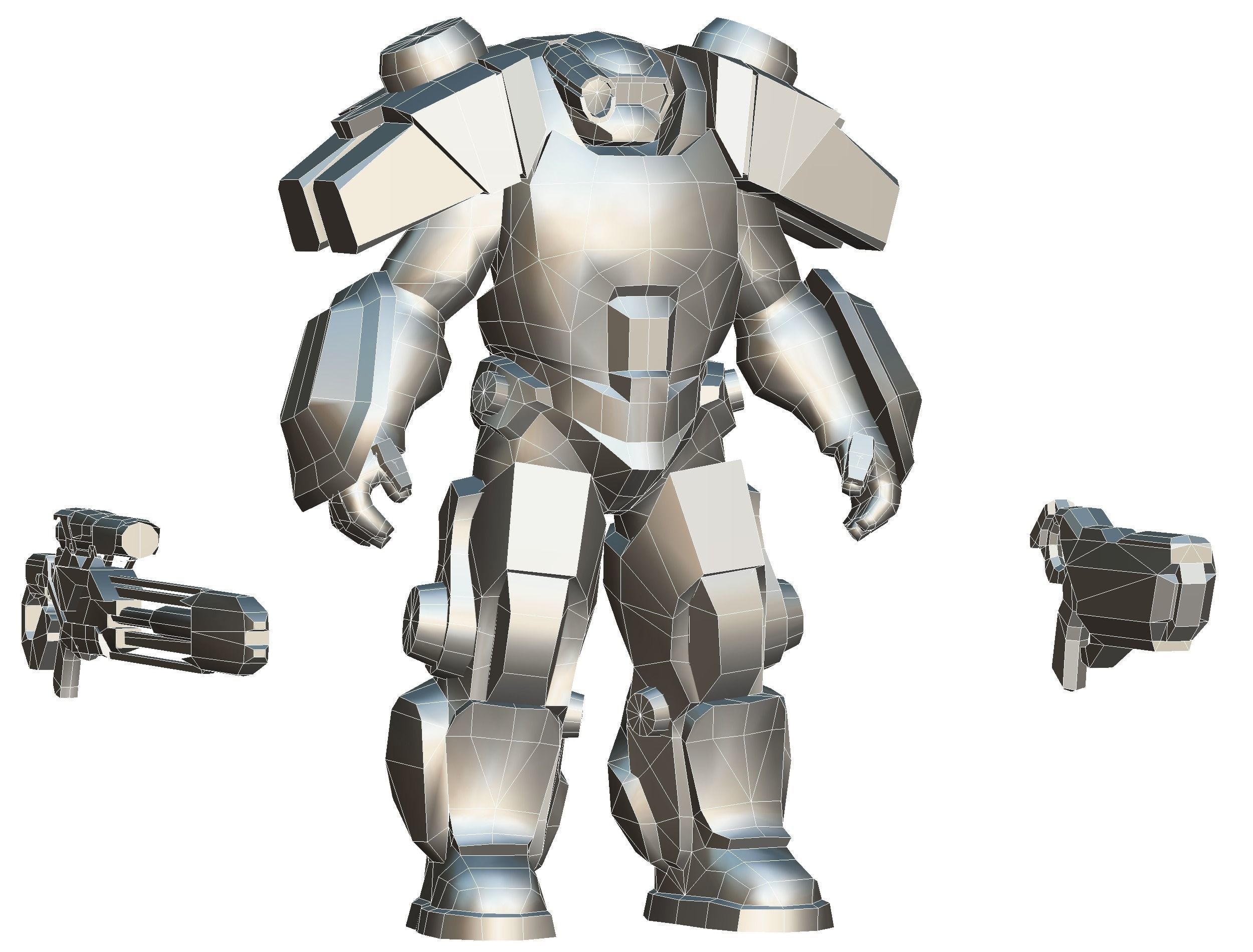 Cartoon Sci-Fi Cyborg Drone Sniper Soldier Low-poly 3D model_67