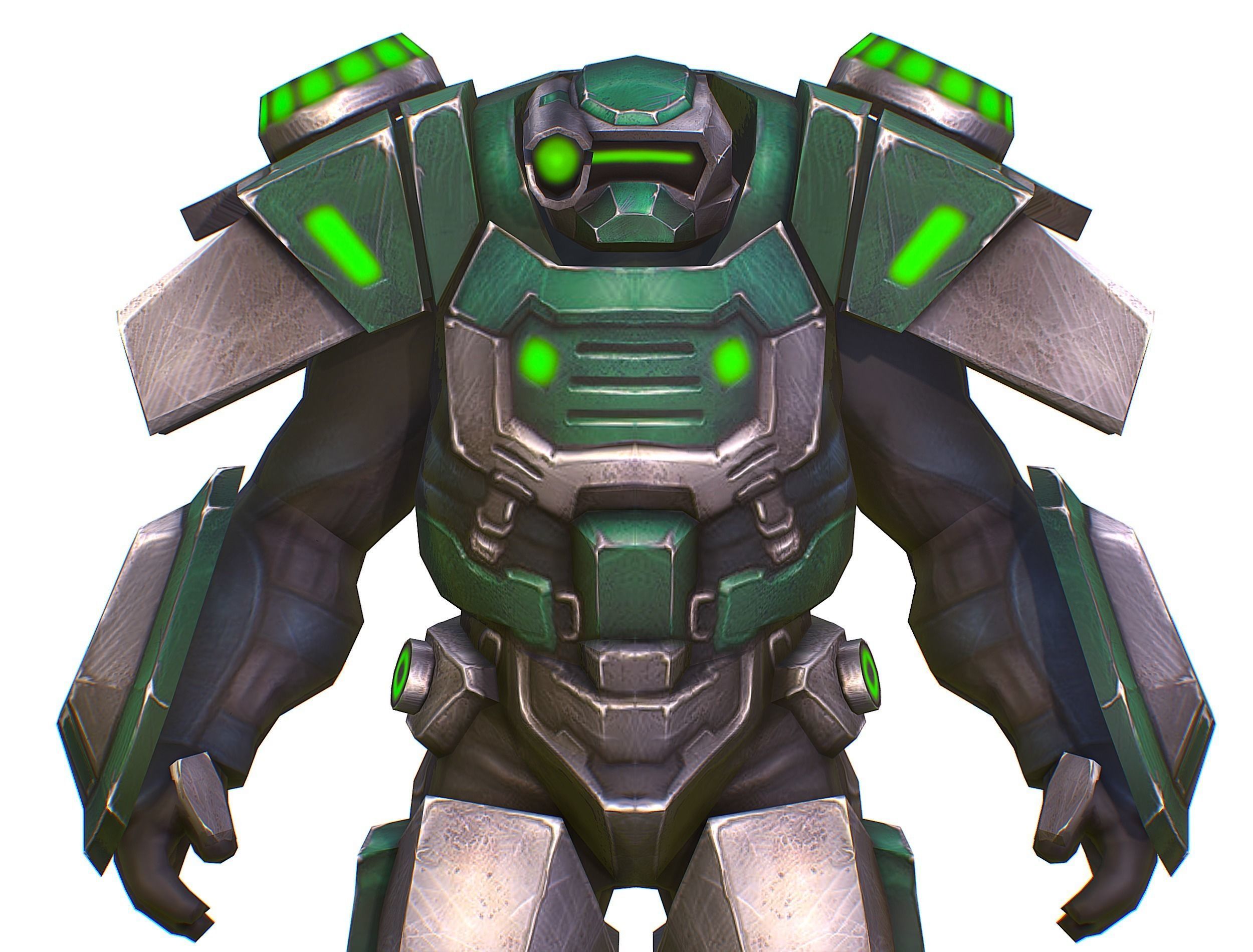 Cartoon Sci-Fi Cyborg Drone Sniper Soldier Low-poly 3D model_28