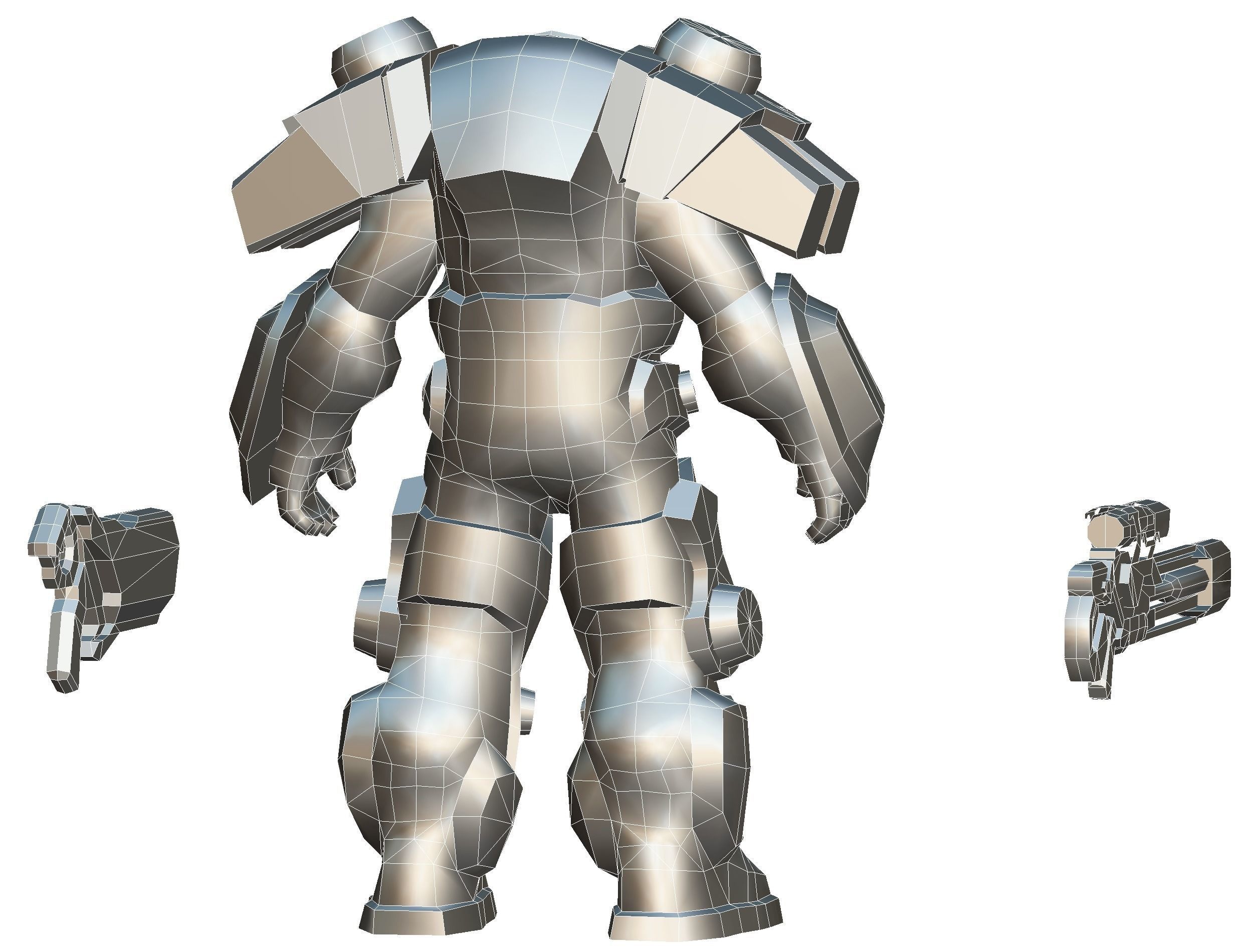 Cartoon Sci-Fi Cyborg Drone Sniper Soldier Low-poly 3D model_69