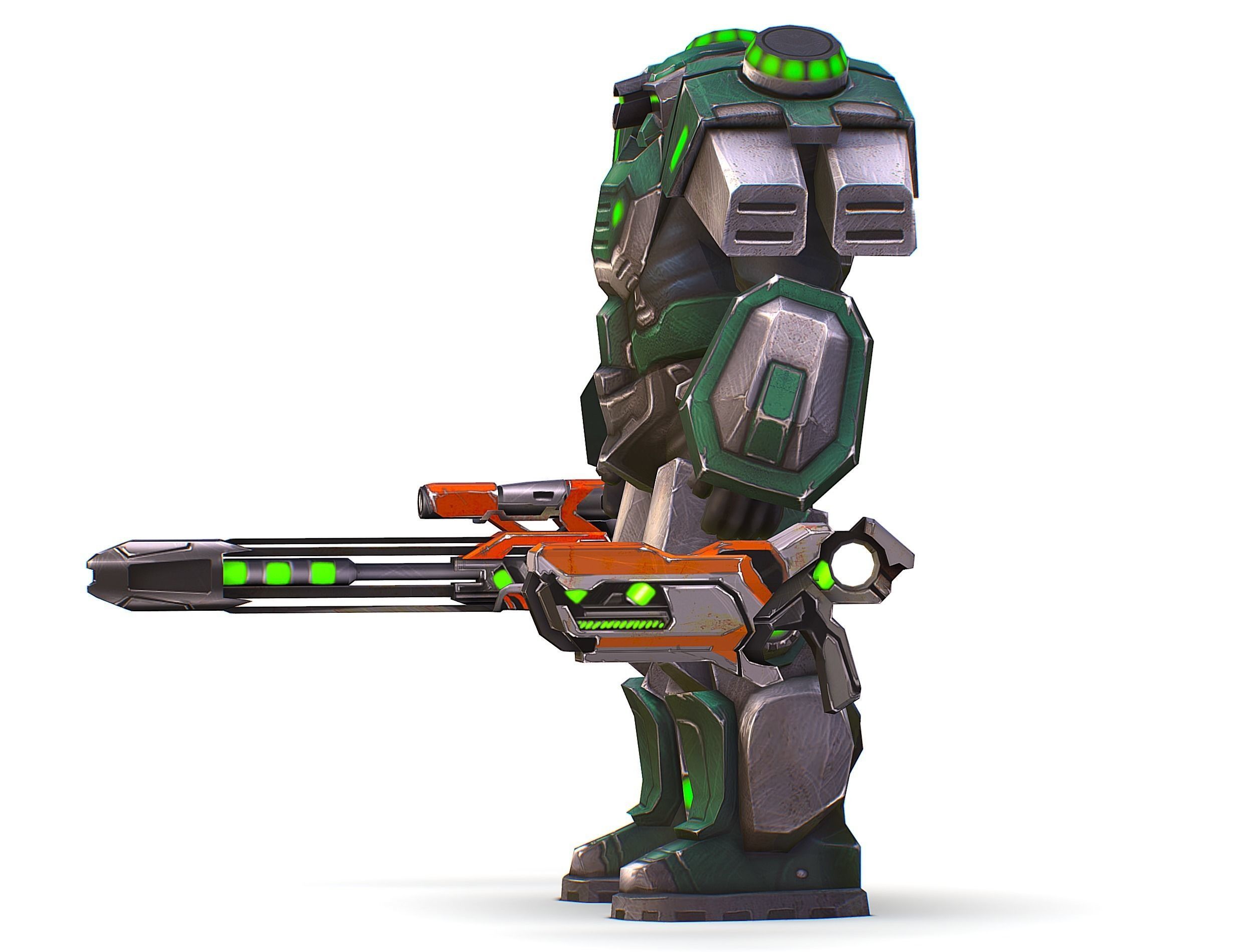 Cartoon Sci-Fi Cyborg Drone Sniper Soldier Low-poly 3D model_20