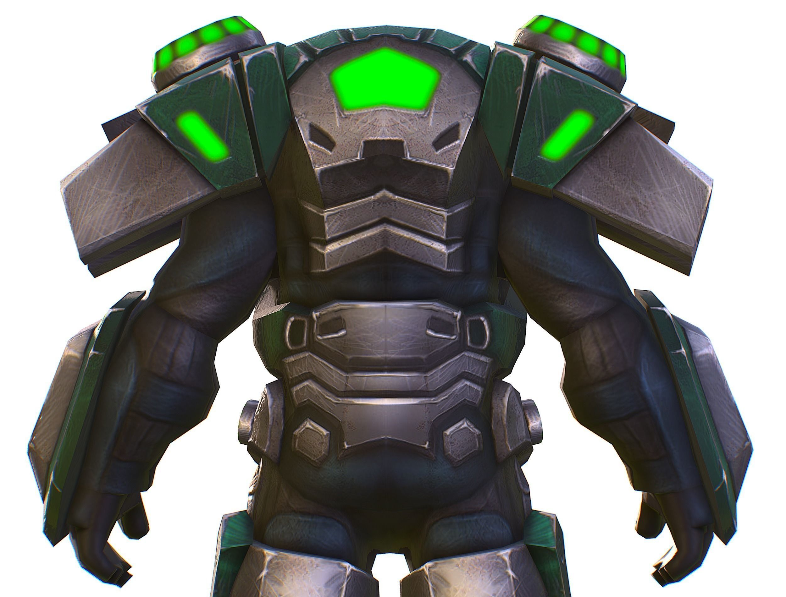 Cartoon Sci-Fi Cyborg Drone Sniper Soldier Low-poly 3D model_31