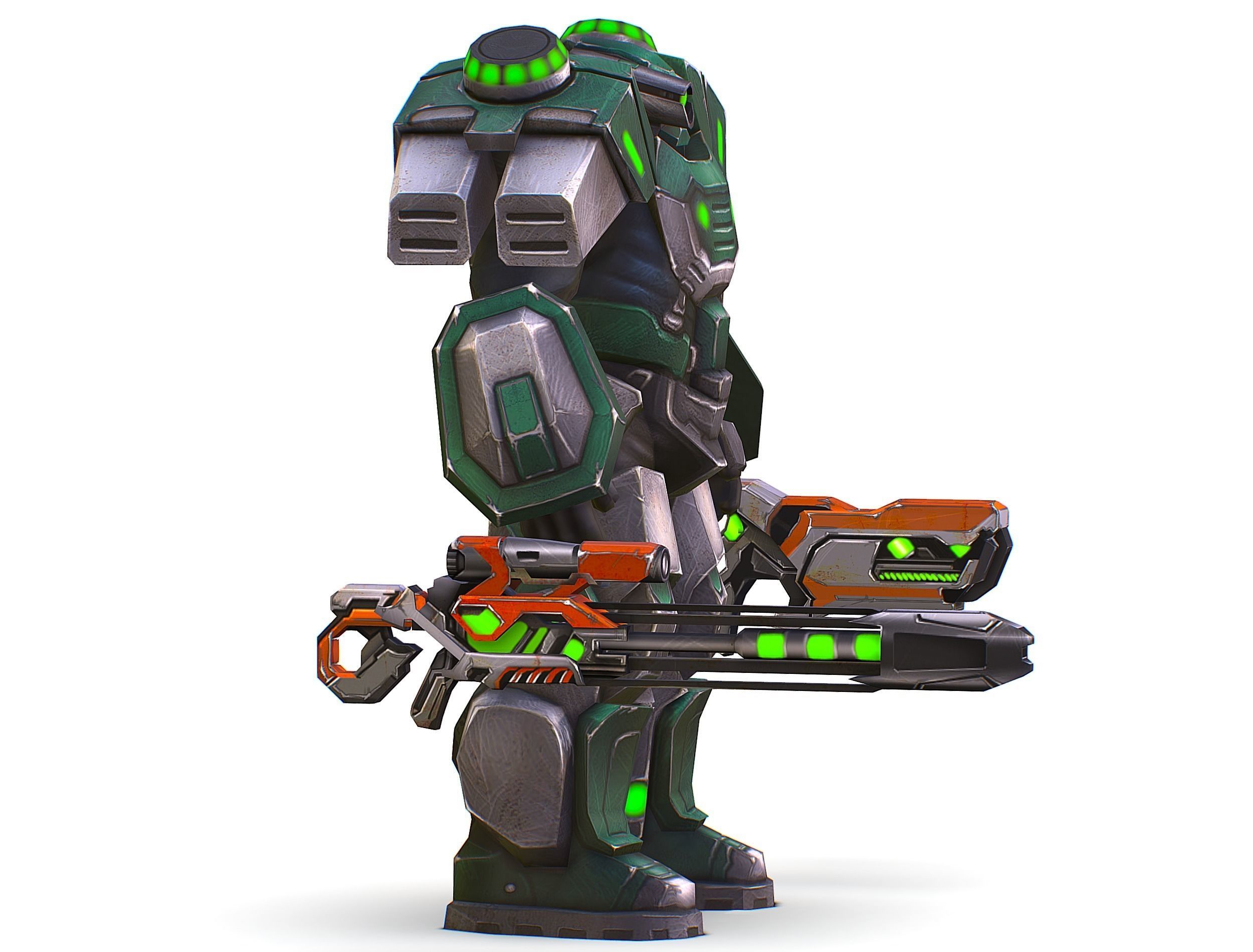 Cartoon Sci-Fi Cyborg Drone Sniper Soldier Low-poly 3D model_4