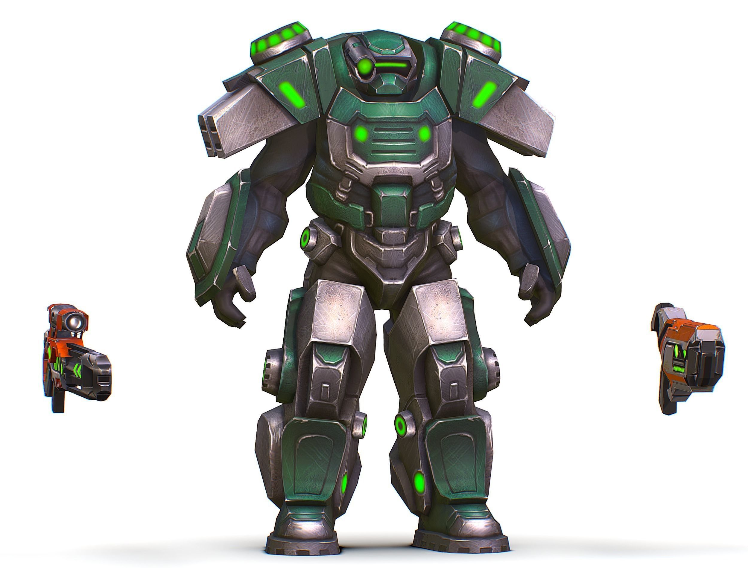 Cartoon Sci-Fi Cyborg Drone Sniper Soldier Low-poly 3D model_27