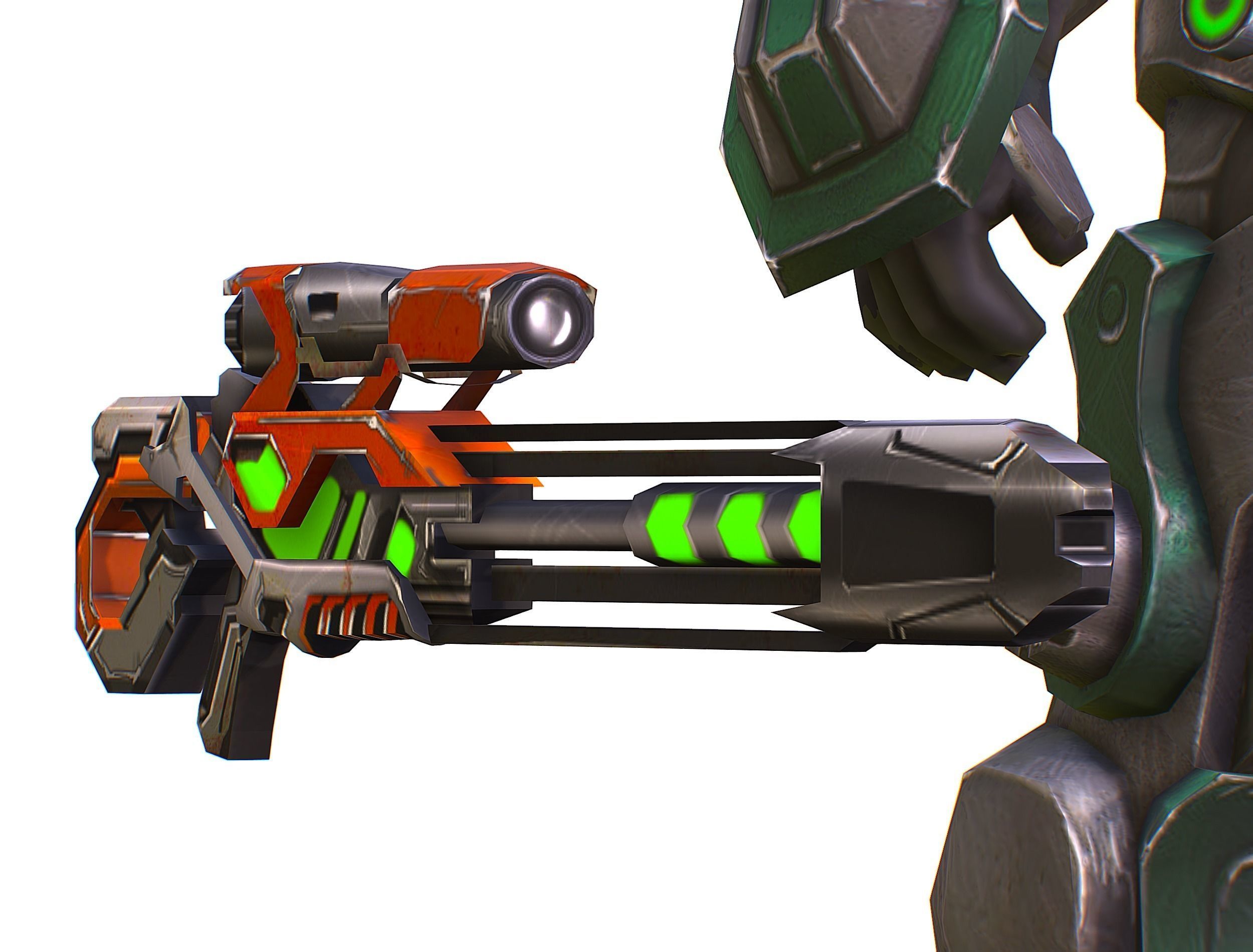 Cartoon Sci-Fi Cyborg Drone Sniper Soldier Low-poly 3D model_40