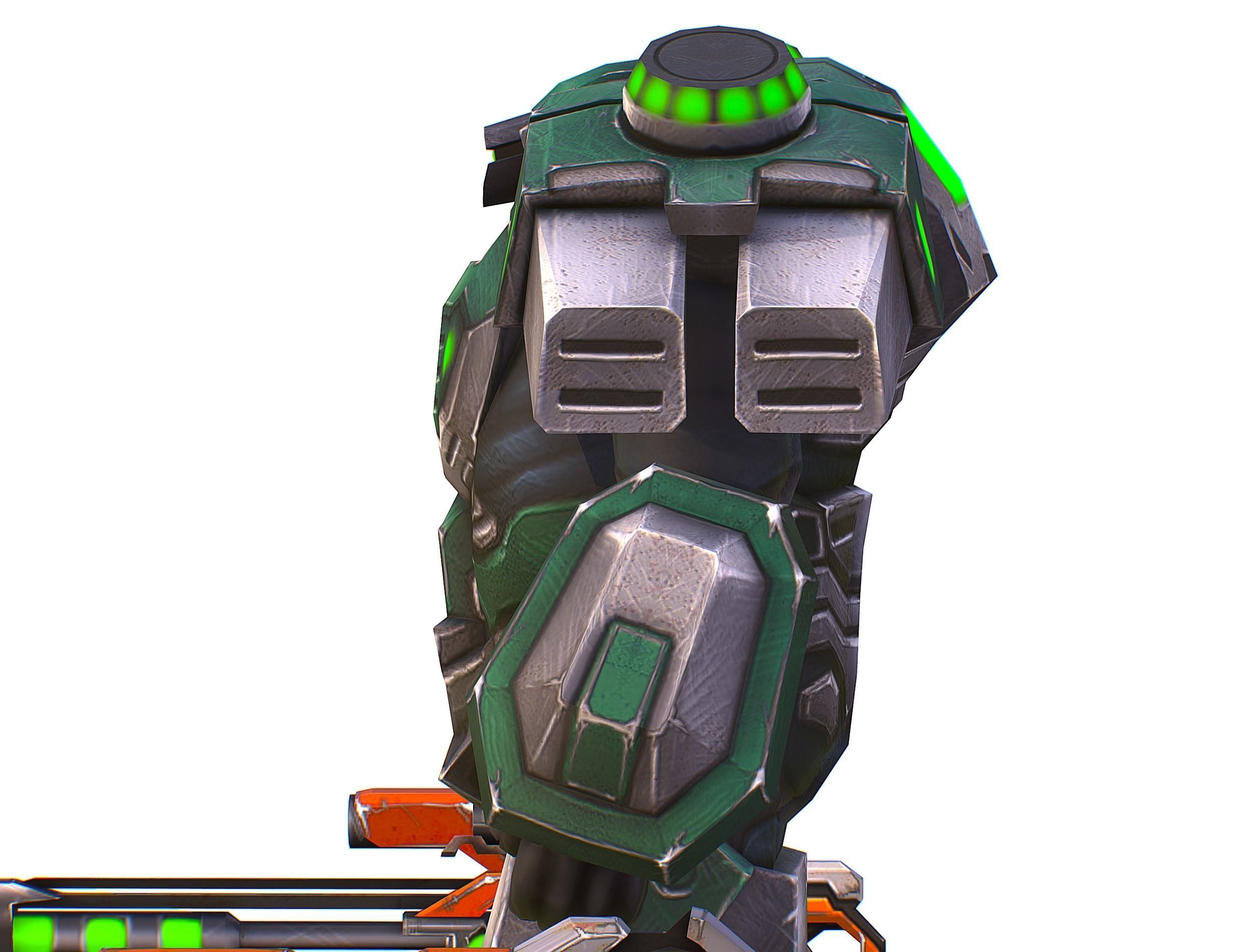 Cartoon Sci-Fi Cyborg Drone Sniper Soldier Low-poly 3D model_34