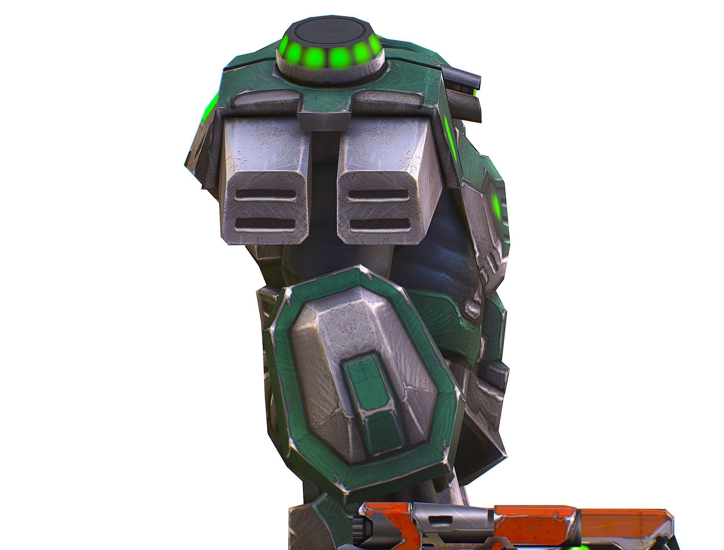 Cartoon Sci-Fi Cyborg Drone Sniper Soldier Low-poly 3D model_35