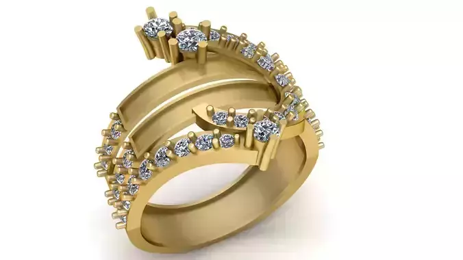 Stylish Engagement Diamond Ring 3d Printable Model