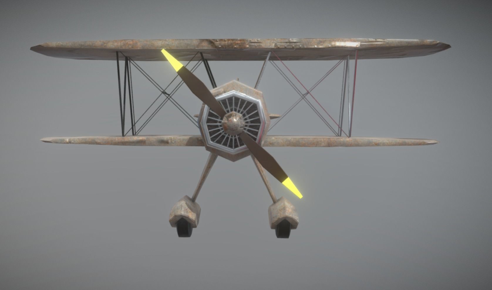 Biplane Vintage Rusty Low Poly PBR AR VR Low-poly 3D model_1