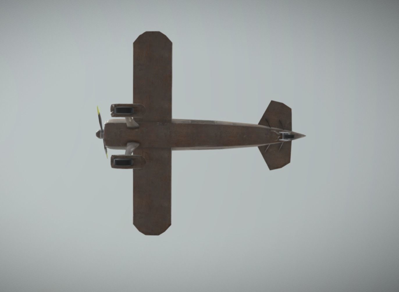Biplane Vintage Rusty Low Poly PBR AR VR Low-poly 3D model_6