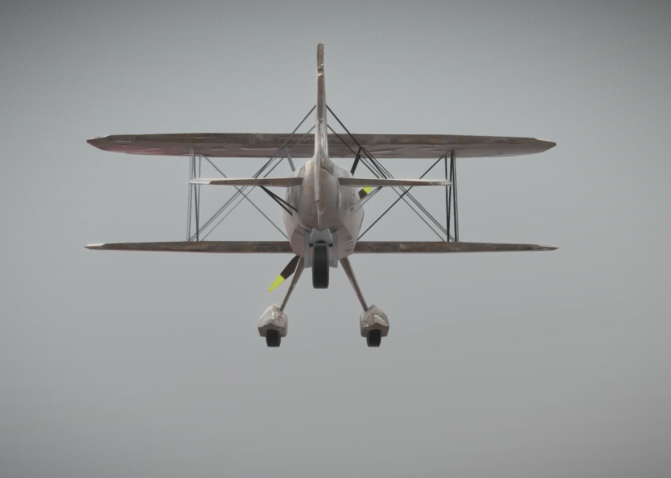 Biplane Vintage Rusty Low Poly PBR AR VR Low-poly 3D model_4