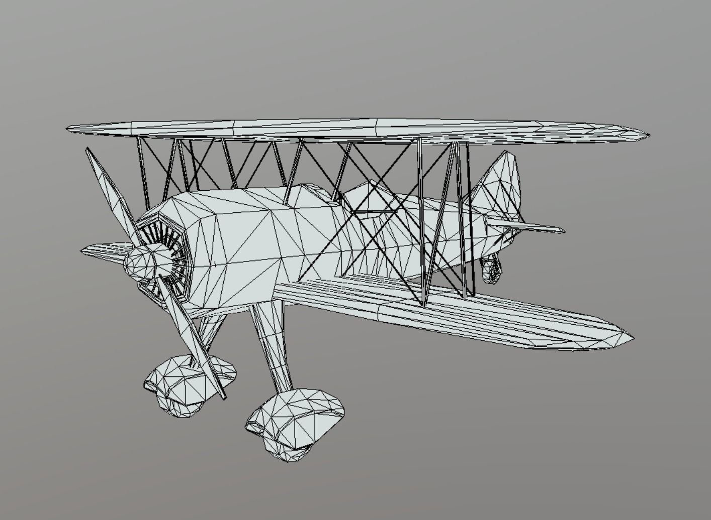 Biplane Vintage Rusty Low Poly PBR AR VR Low-poly 3D model_8