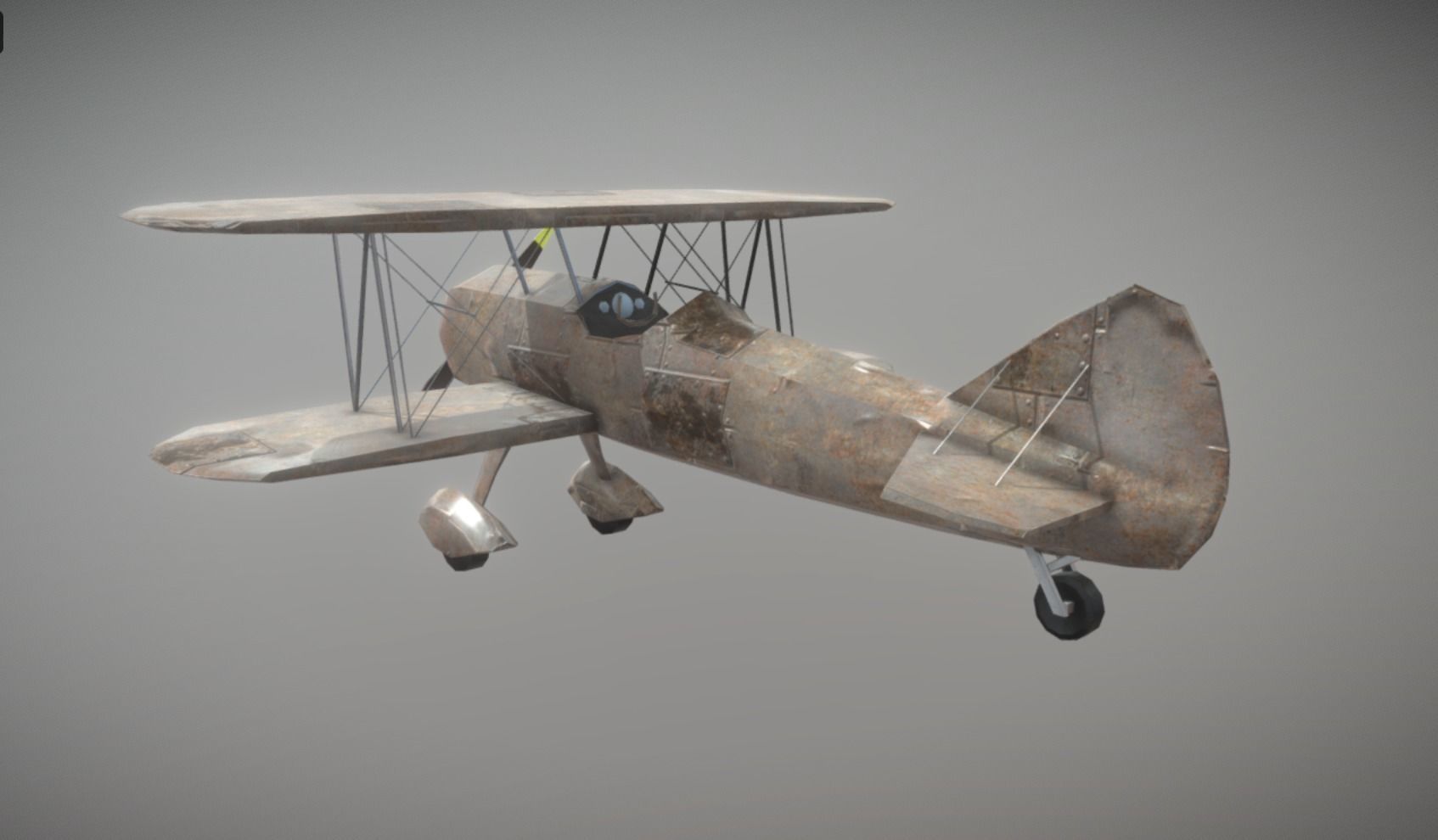 Biplane Vintage Rusty Low Poly PBR AR VR Low-poly 3D model_5
