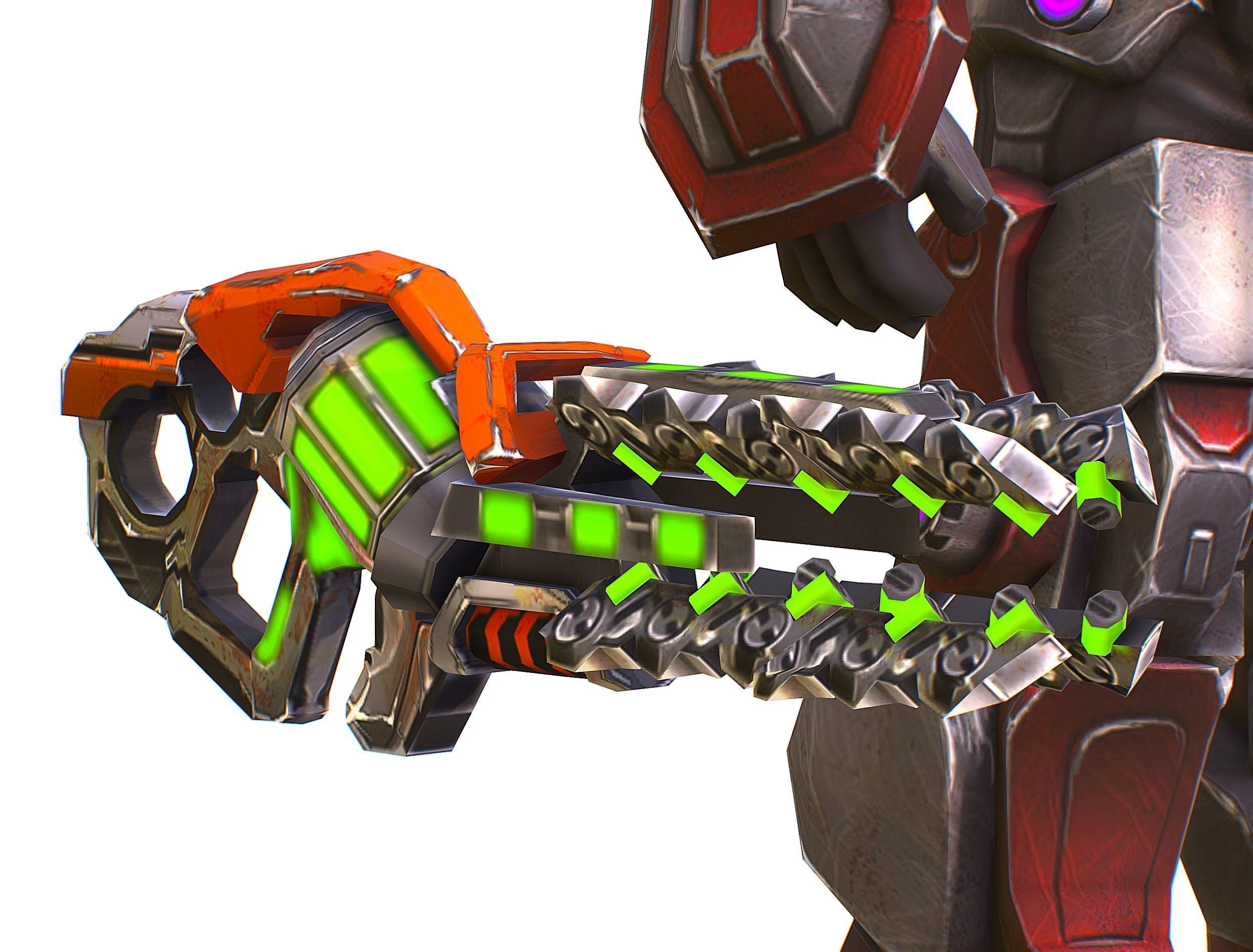 Cyborg Machine Gun with Automatic Rifle and Pistol - 3dsMax Low-poly 3D model_39