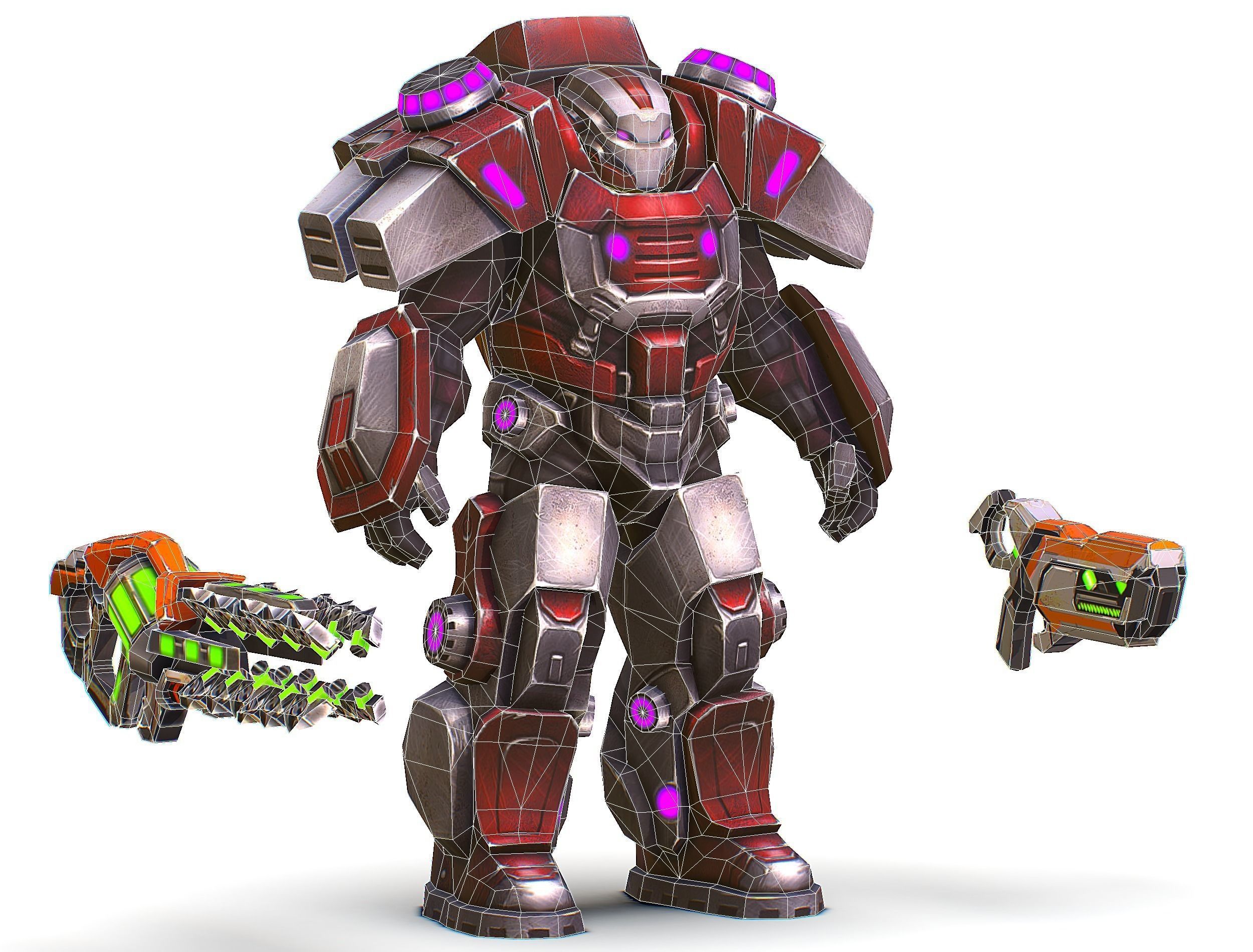 Cyborg Machine Gun with Automatic Rifle and Pistol - 3dsMax Low-poly 3D model_62