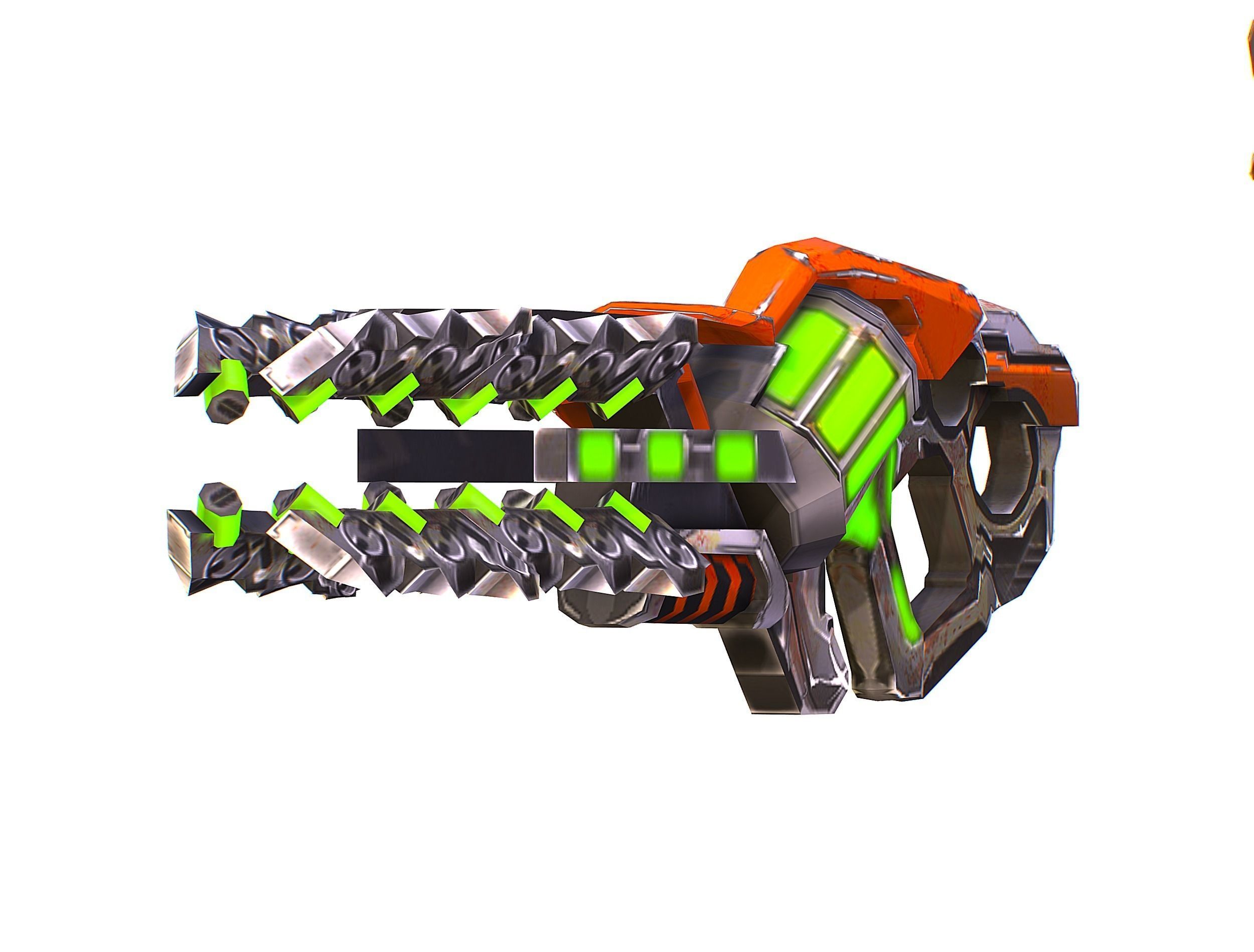 Cyborg Machine Gun with Automatic Rifle and Pistol - 3dsMax Low-poly 3D model_47