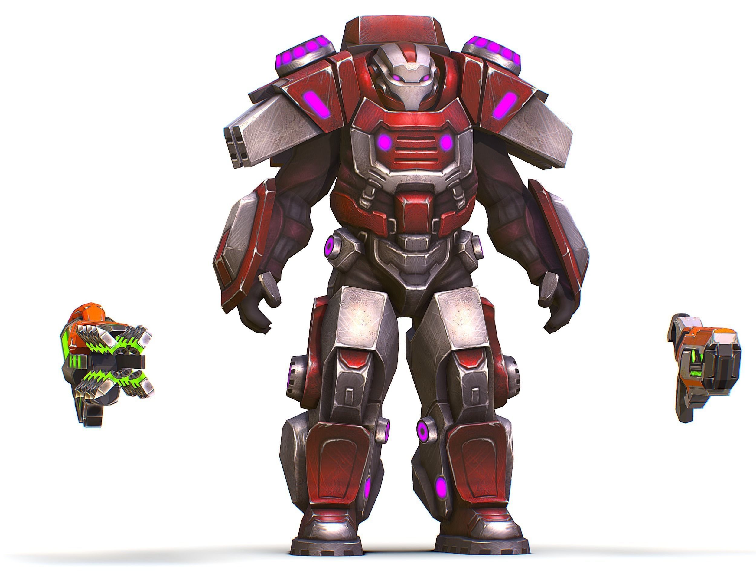 Cyborg Machine Gun with Automatic Rifle and Pistol - 3dsMax Low-poly 3D model_25