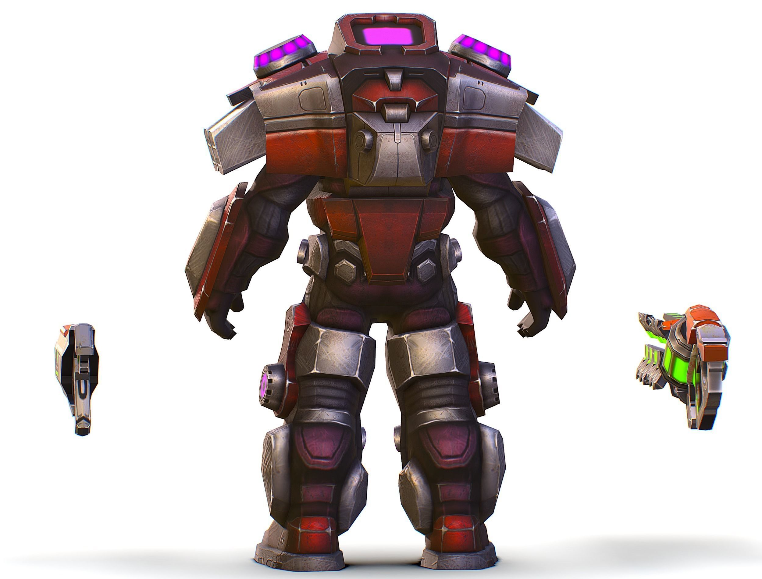 Cyborg Machine Gun with Automatic Rifle and Pistol - 3dsMax Low-poly 3D model_13