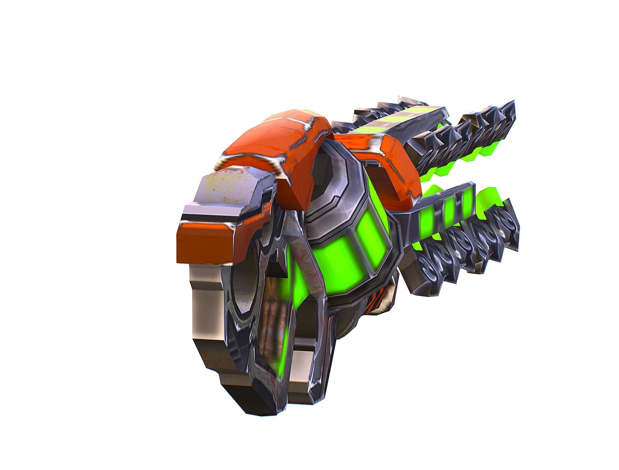 Cyborg Machine Gun with Automatic Rifle and Pistol - 3dsMax Low-poly 3D model_42