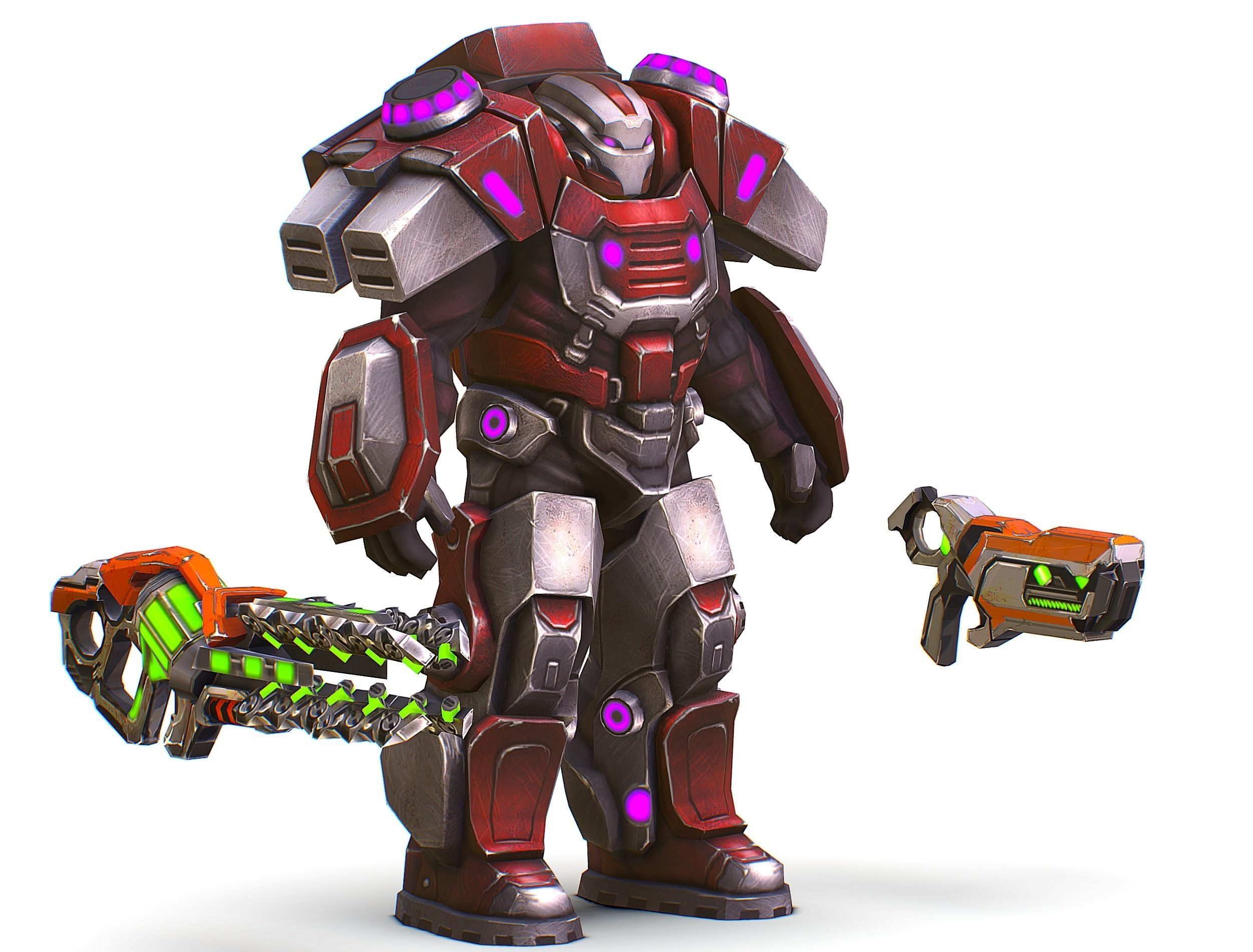 Cyborg Machine Gun with Automatic Rifle and Pistol - 3dsMax Low-poly 3D model_1